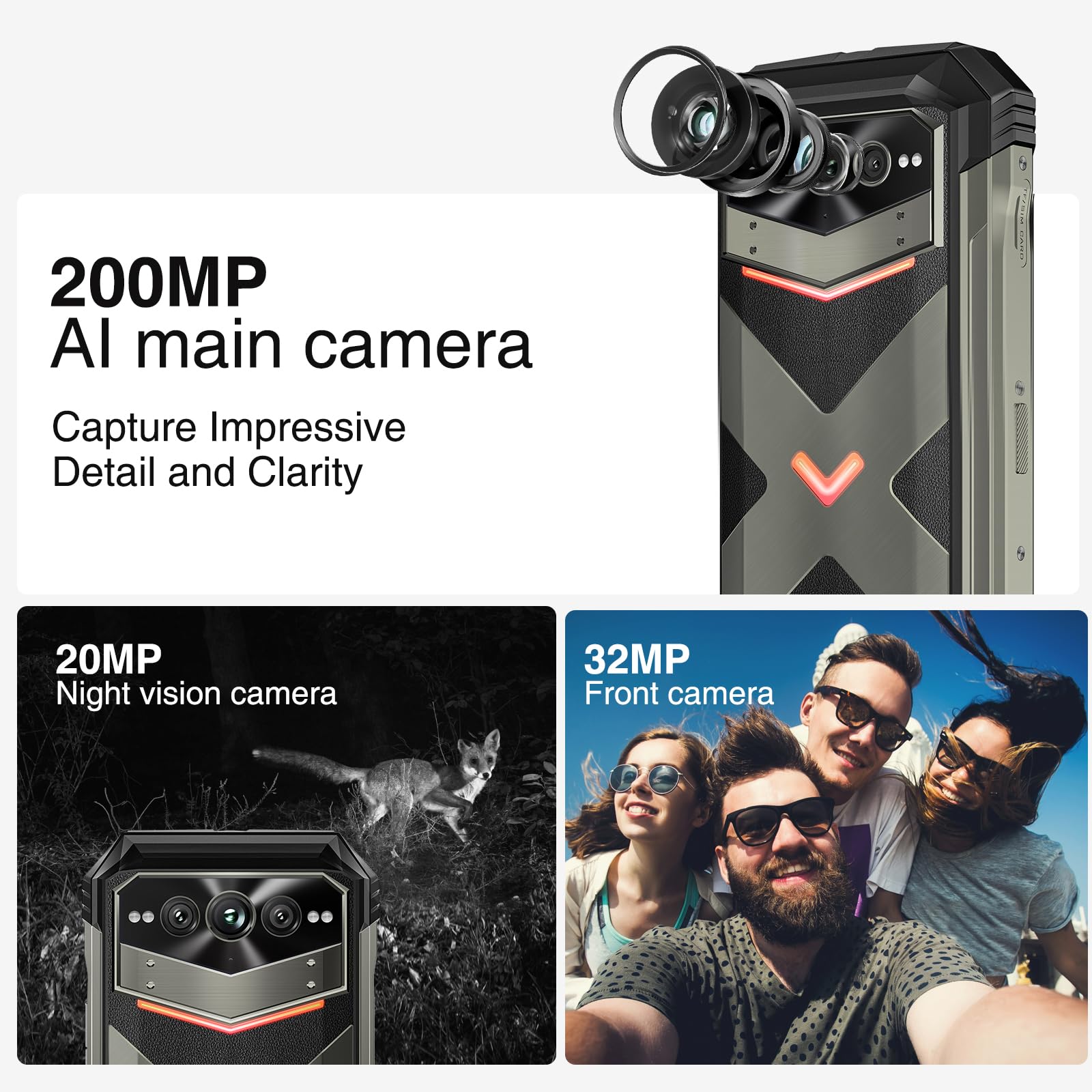 DOOGEE V MAX Plus (2024) 5G Rugged Smartphone - 22000mAh Battery, 36GB RAM + 512GB Storage, Android 14 - 200MP+32MP+20MP Night Vision Camera - 6.58