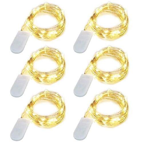 6 Pack Fairy Lights - 9.8ft 30 LED Starry String Lights with Battery, Waterproof Copper Wire Moon Lights for Christmas Decor, Bedroom, Wedding, Party (Warm White) | Indoor & Outdoor Decoration, Garden, Patio, Tree Lighting