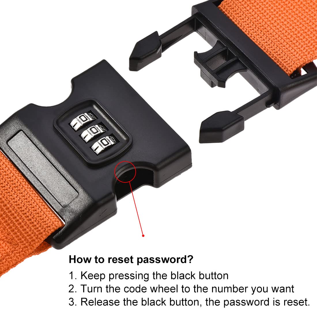 uxcell Adjustable Luggage Straps with Buckle & Combination Lock - 2Mx5cm PP Travel Packing Belts (Orange, 2-Pack) - Secure Suitcases for Air Travel & Train Trips