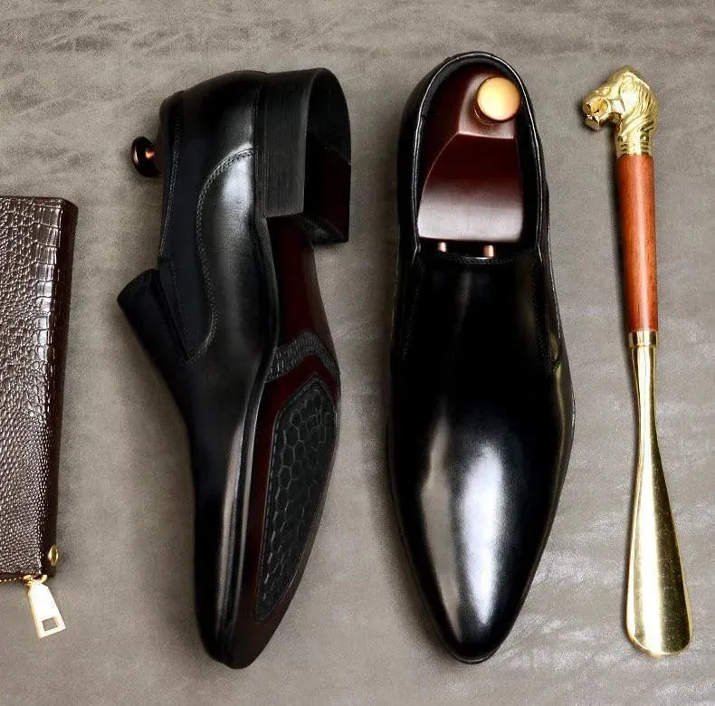 Valentino Italian Leather Dress Shoes for Men - Premium Formal & Business Attire - Perfect for Weddings, Office & Special Occasions
