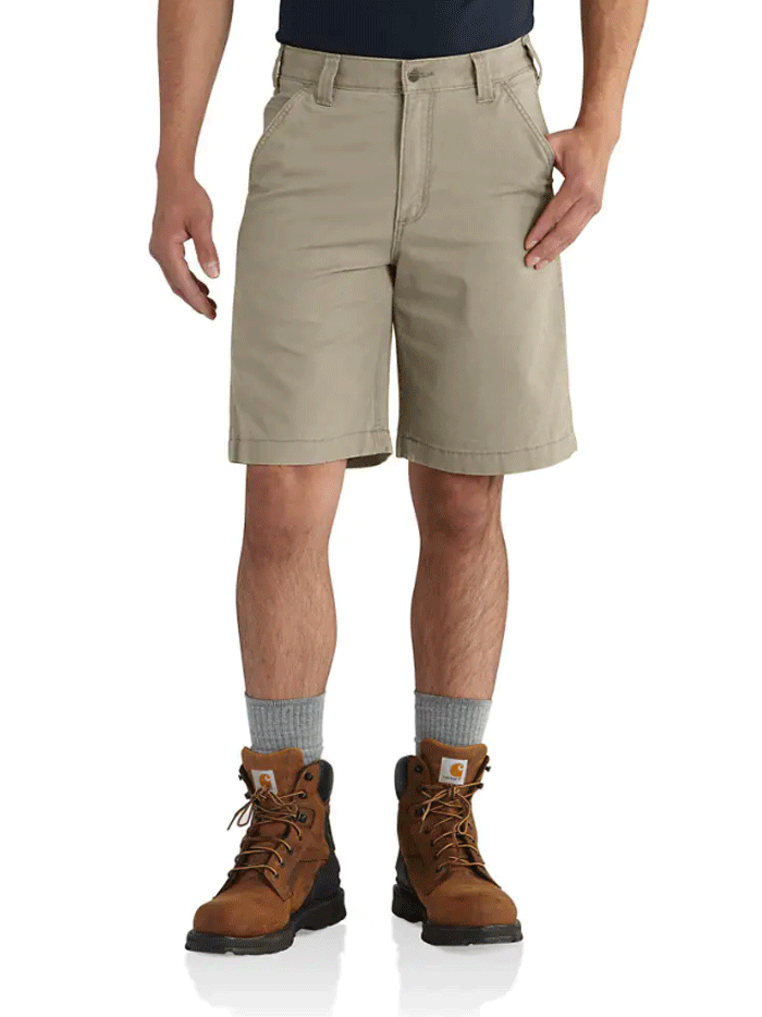 Carhartt Men's Rugged Flex Relaxed Fit Canvas Work Shorts - Tan 102514 232 | Durable Workwear for Construction, Landscaping & Outdoor Activities