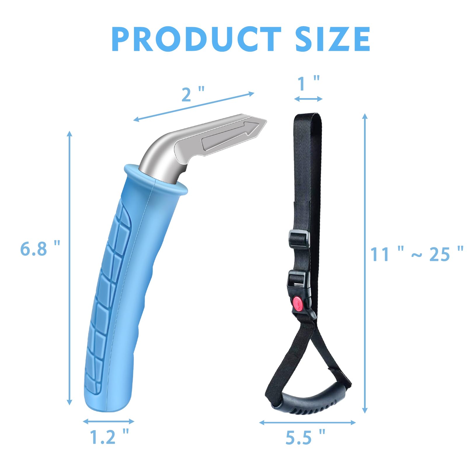 Elderly Car Door Handle - Portable Assist Grab Bar for Seniors & Handicapped | Vehicle Mobility Aid with Non-Slip Grip (Blue, 1 Pack + Strap) | Ideal for Easy Car Entry/Exit & Improved Accessibility