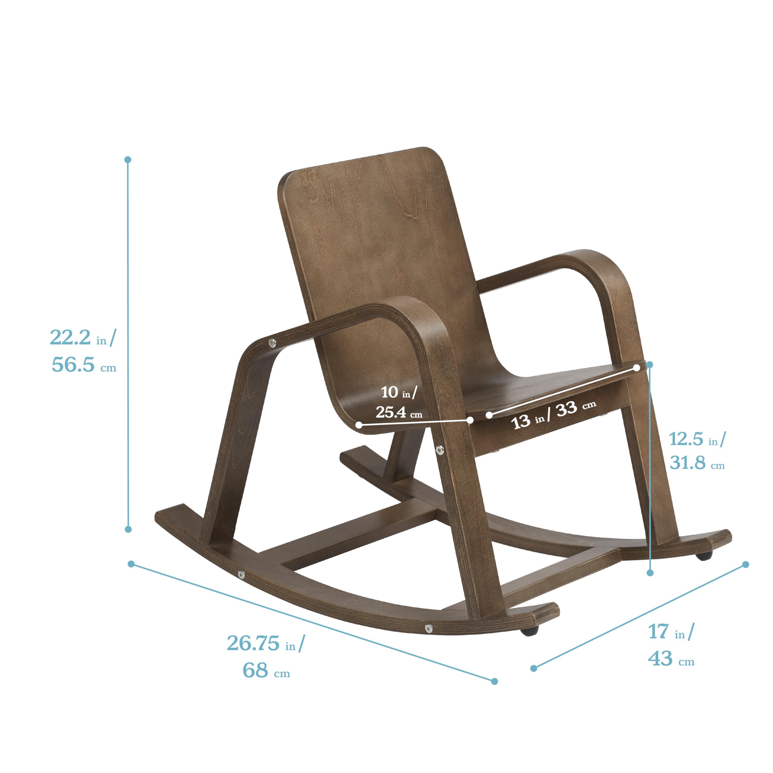 ECR4Kids Bentwood Rocking Chair for Toddlers - Natural Wood Nursery Rocker with Grey Wash Finish - Perfect for Kids Bedroom, Playroom & Daycare Furniture