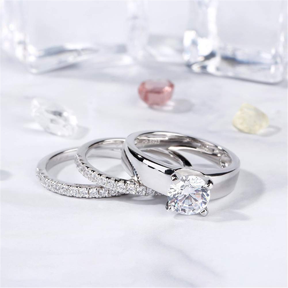 Jeulia 3-Piece Sterling Silver Wedding Ring Set with 2.5 Carat Round Cut CZ Cubic Zirconia - Channel Set Bridal Engagement Rings for Women - Perfect for Proposals, Anniversaries & Special Occasions