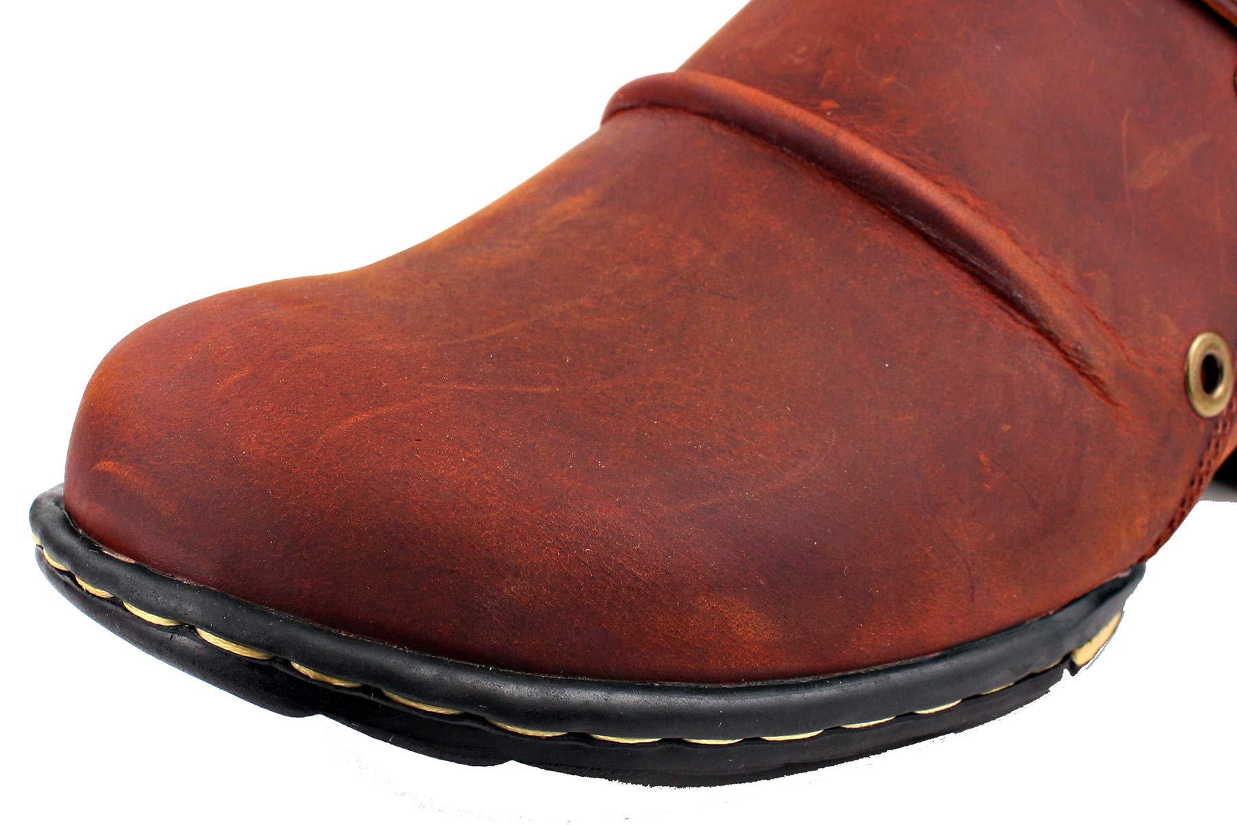 OSSTONE Men's Fashion Leather Chukka Boots - Zipper-Up Moto Boots Casual Shoes OS-5008-1-A | Perfect for Motorcycle Riding, Urban Streetwear & Everyday Wear