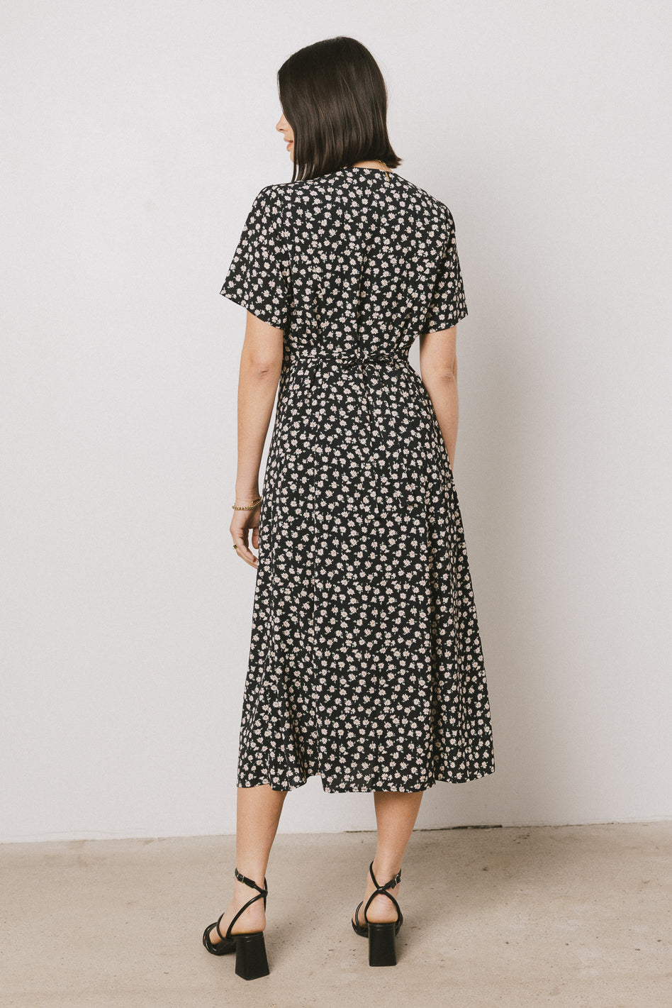 Malik Floral Midi Dress - Black Flowy Summer Dress for Women | Perfect for Weddings, Parties & Date Nights