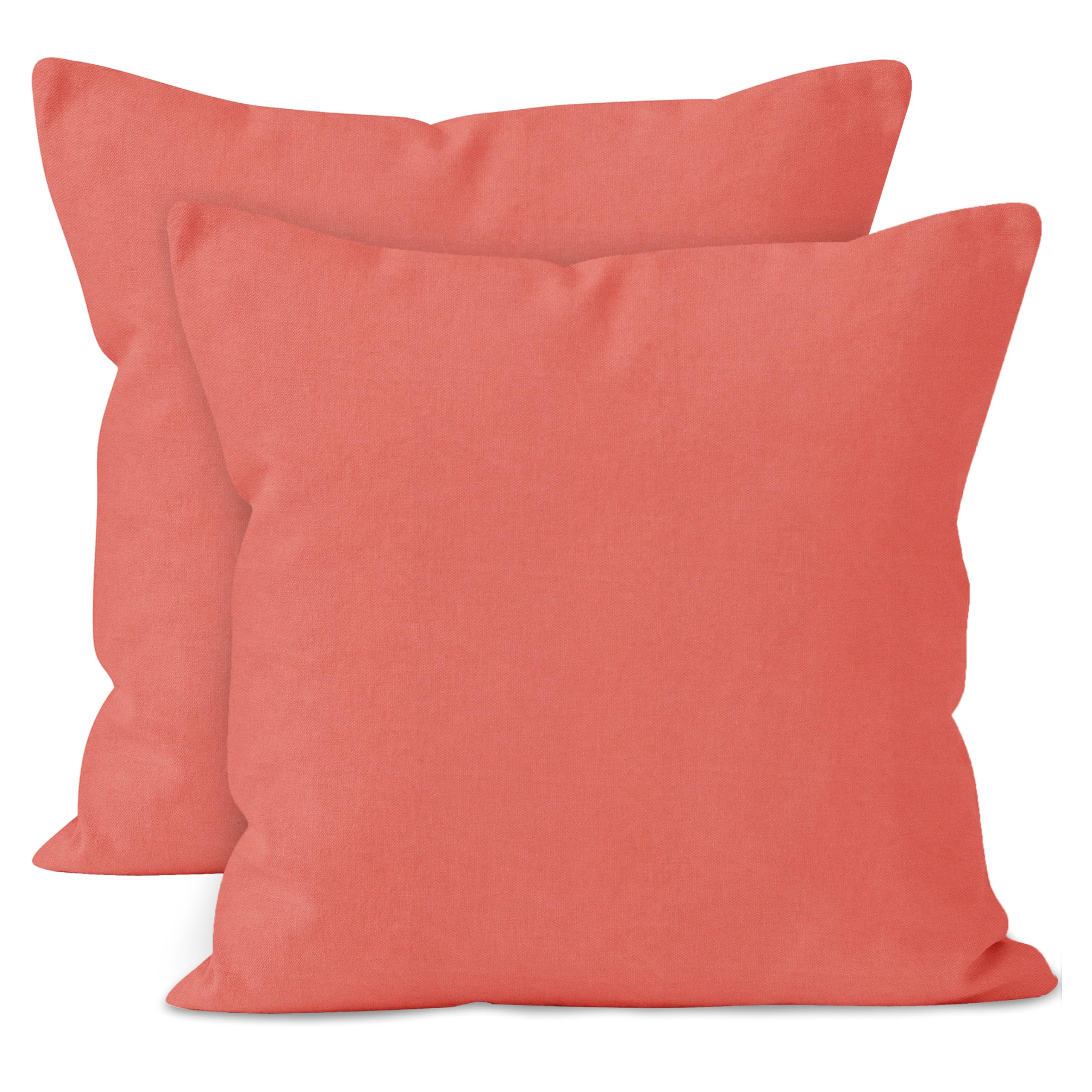 Encasa XO Decorative Throw Pillow Covers Set of 2 - 22x22 Inch Coral Cotton Cushion Covers with Hidden Zipper for Sofa, Bed, Living Room | Home Decor Accent Pillows for Modern & Cozy Interior Design