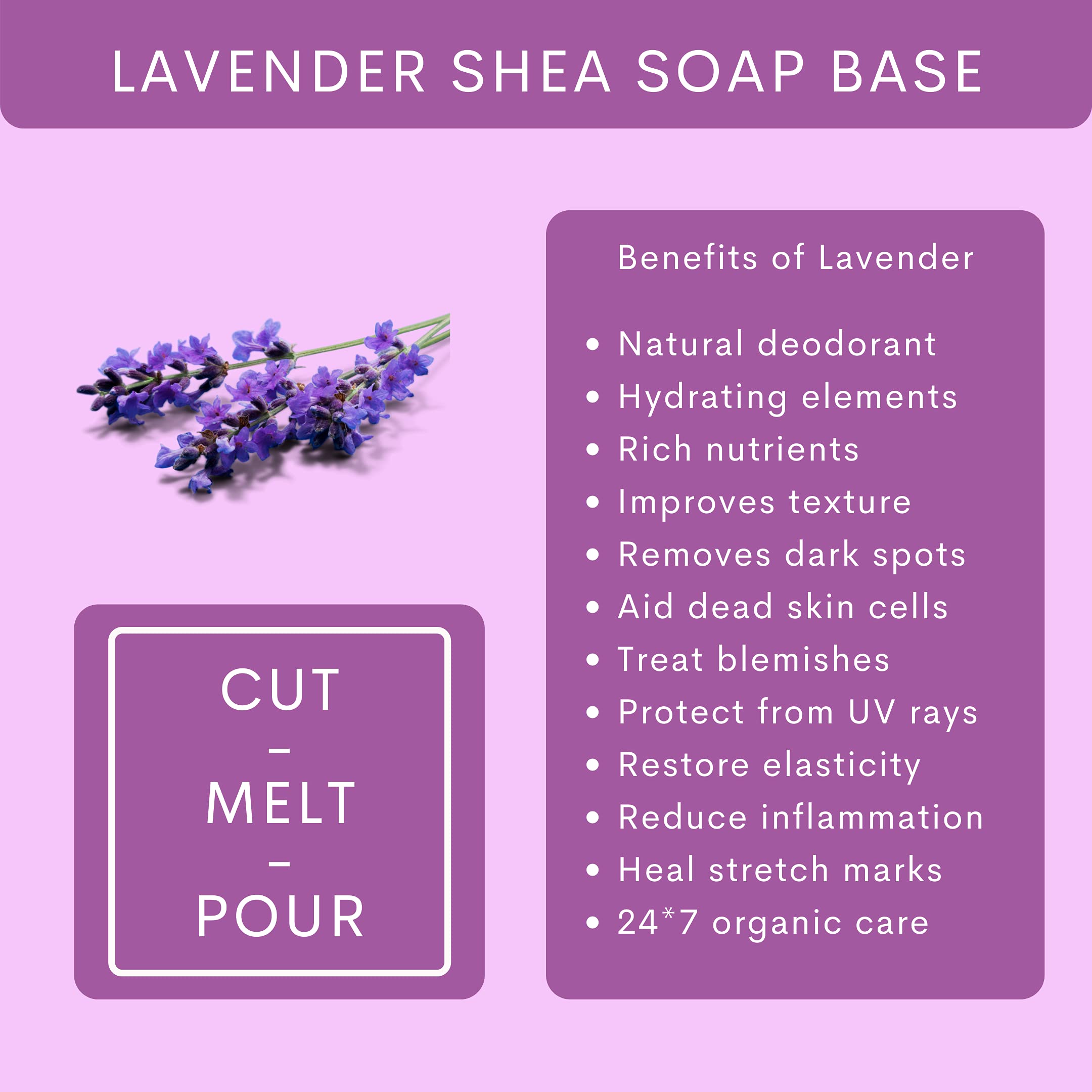 VEDANUM Ultra Premium Lavender Melt and Pour Soap Base - 500g, Sulfate & Paraben Free, DIY Soap Making Supplies for Handmade Gifts, Spa Day, Aromatherapy & Relaxation