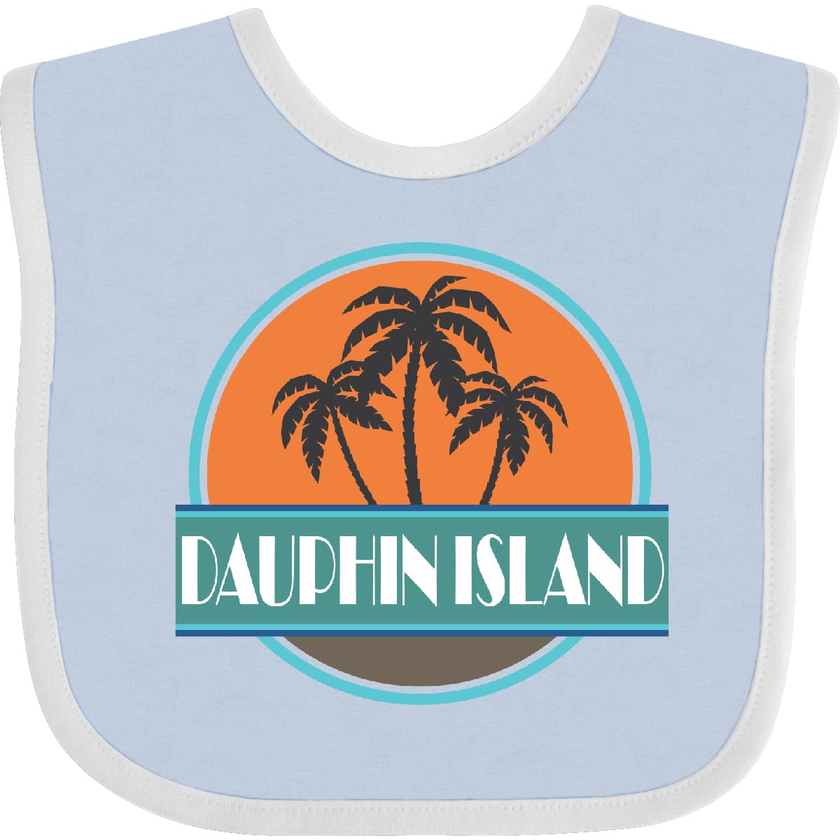 Inktastic Dauphin Island Alabama Vacation Baby Bib - Soft Cotton Drool Bib for Infants & Toddlers - Perfect for Beach Trips, Family Outings & Everyday Use
