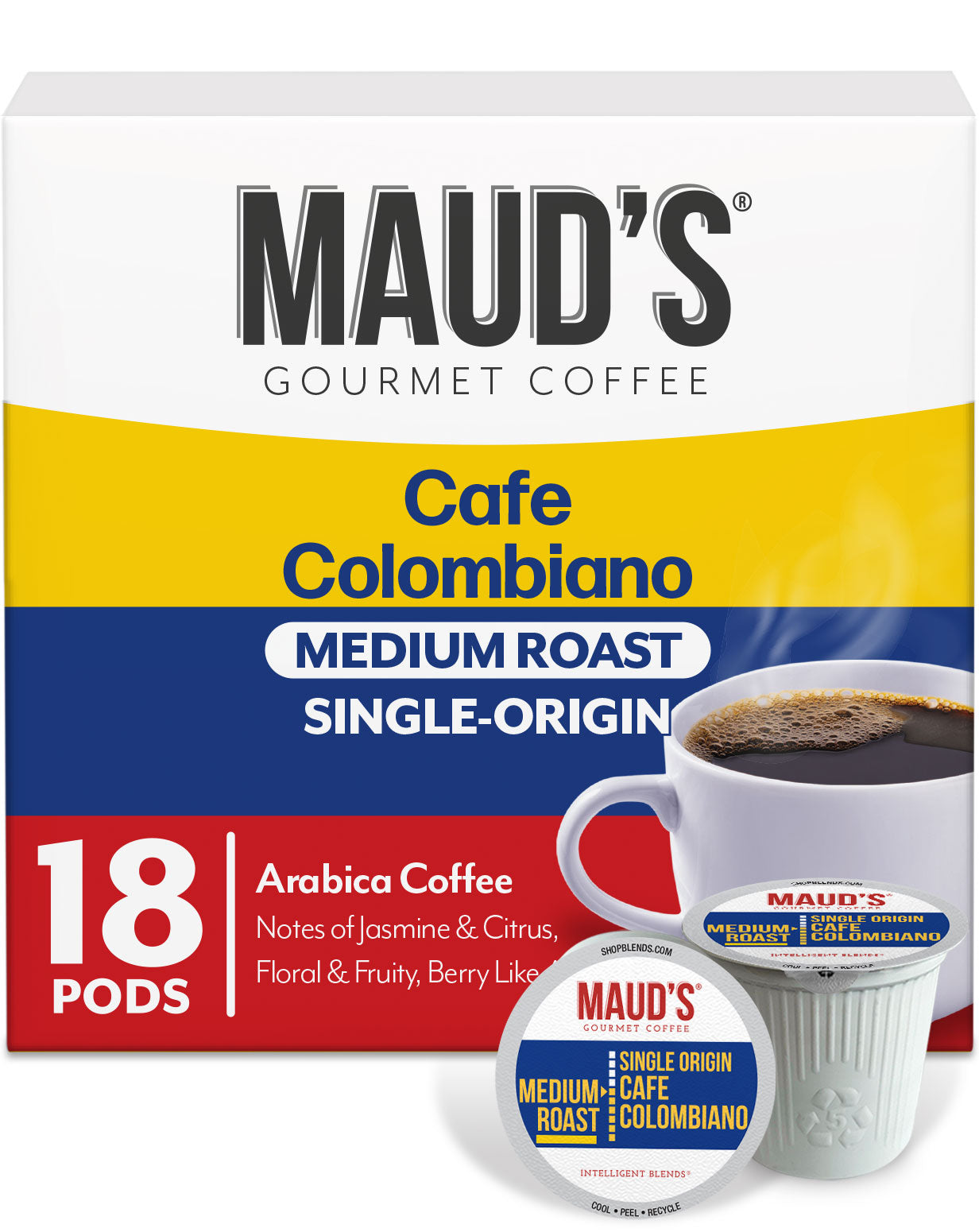 Maud's Cafe Premium Colombian Single Origin Medium Roast Coffee Pods - Compatible with Keurig 2.0 & K-Cup Brewers - Perfect for Home, Office & Gifts