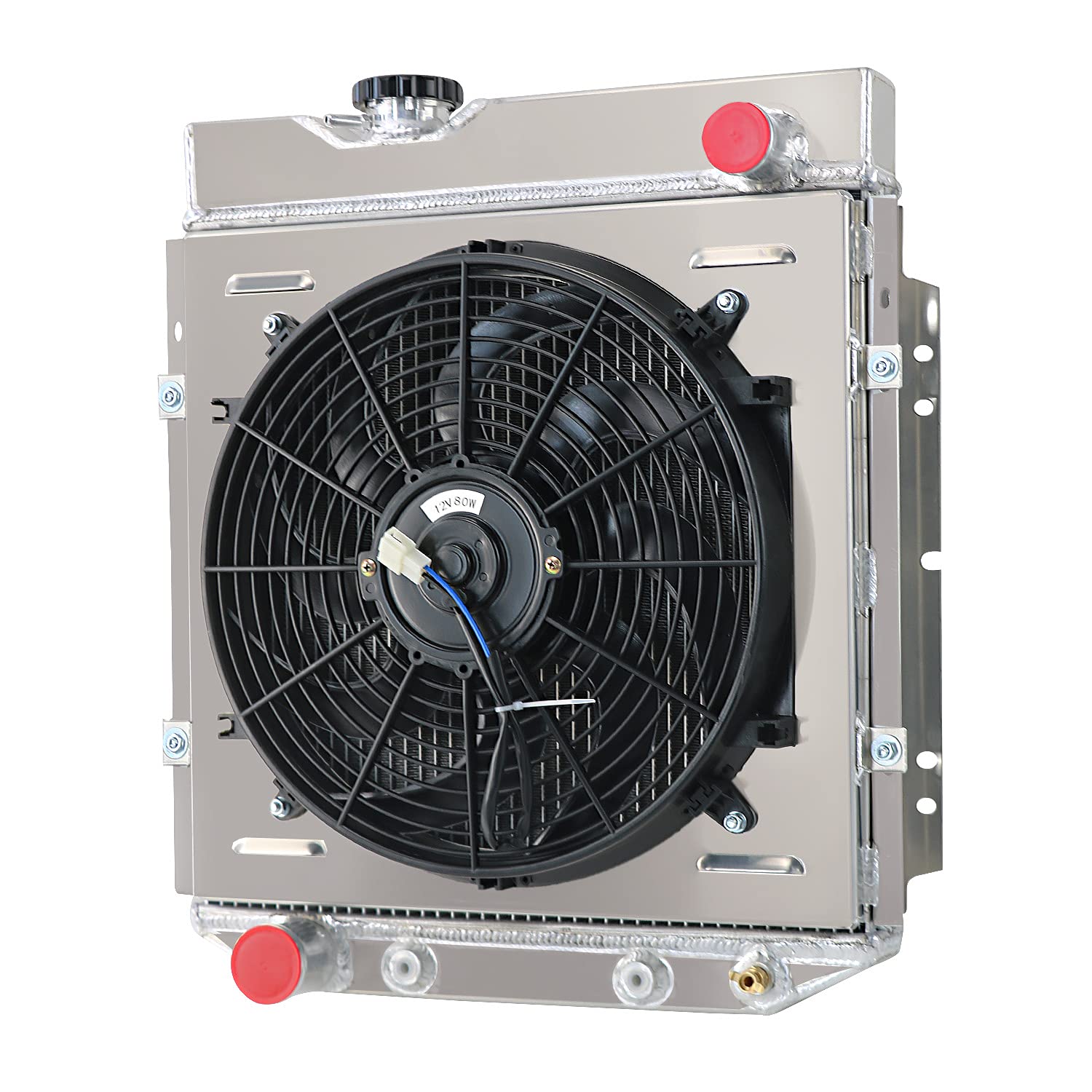 Full Aluminum 3-Row Radiator with Fan Shroud & Thermostat Relay Kit - Compatible with 1960-1965 Ford Falcon, 1963-1965 Falcon Sedan Delivery, 1965-1966 Mustang, 1960-1965 Mercury Comet L6 Engine | High-Performance Cooling Upgrade for Classic Car Restoration & Hot Rod Builds