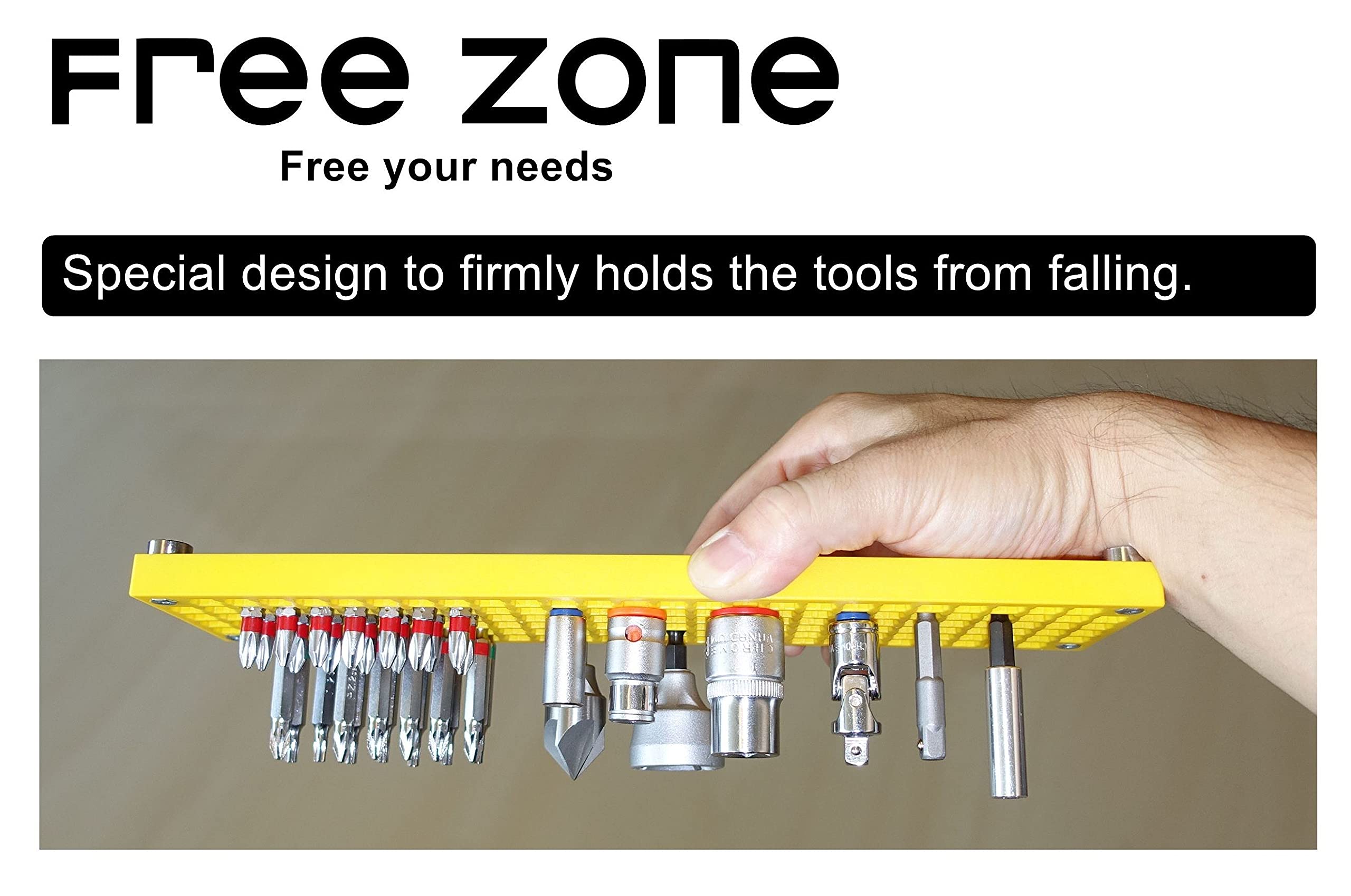 FREE ZONE - 60-Piece 1/2-Inch Drive Socket Holder Organizer | Expansion Pack for Socket Storage | Fits Metric & SAE Standard/Deep Size Sockets | Perfect for Mechanics, DIY Garage & Automotive Tool Organization