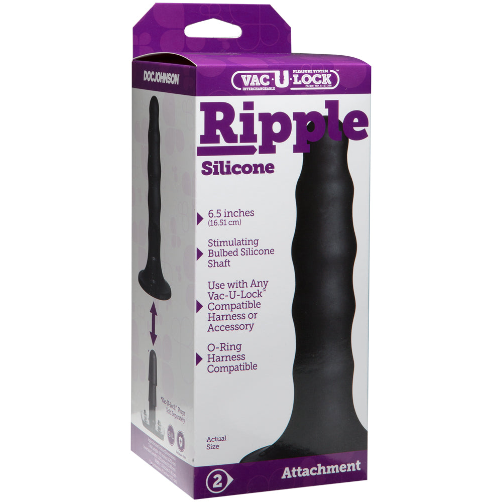 Doc Johnson Vac-U-Lock Ripple Silicone Dildo - Realistic Textured Design for Enhanced Pleasure - Perfect for Couples and Solo Play