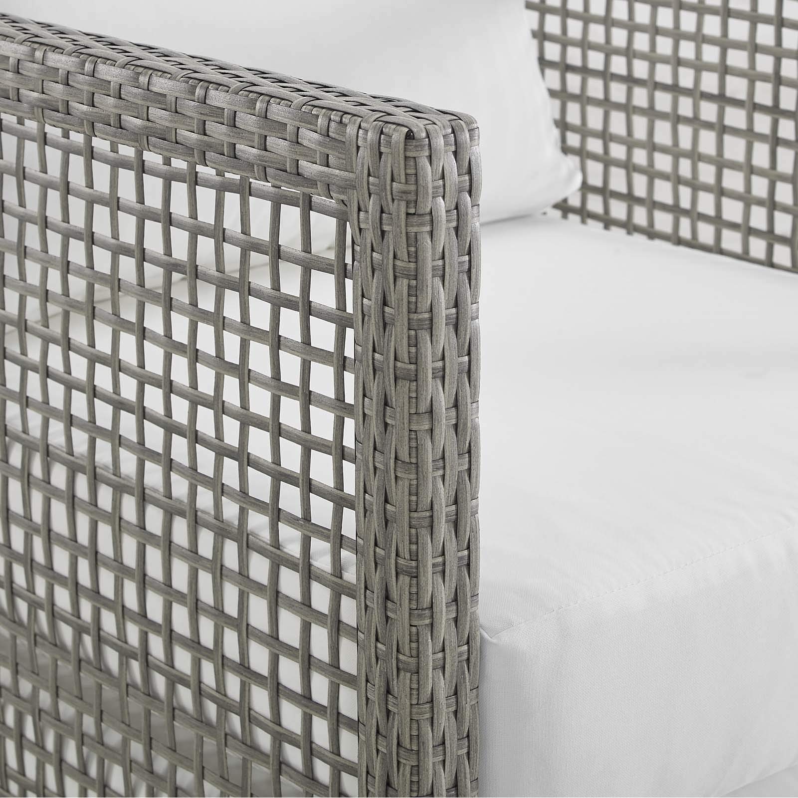 Modway Aura Outdoor Wicker Sofa Set - Gray White for Patio & Garden