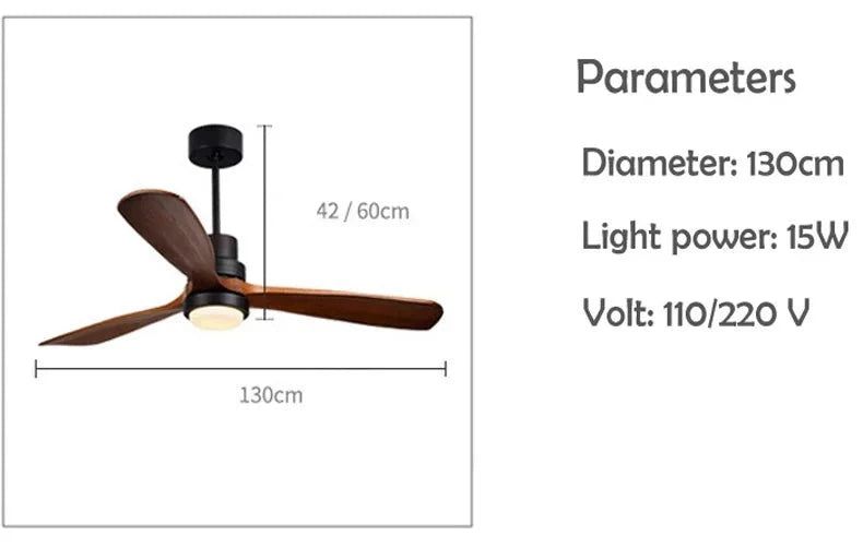 Vintage Wooden Ceiling Fan with Light Kit and Remote Control - Perfect for Living Room, Bedroom, and Patio Cooling