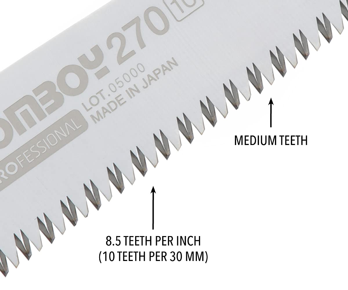 Silky GomBoy Professional Folding Saw 270mm with Medium Teeth (121-27) - Perfect for Woodworking, Camping, and Outdoor DIY Projects