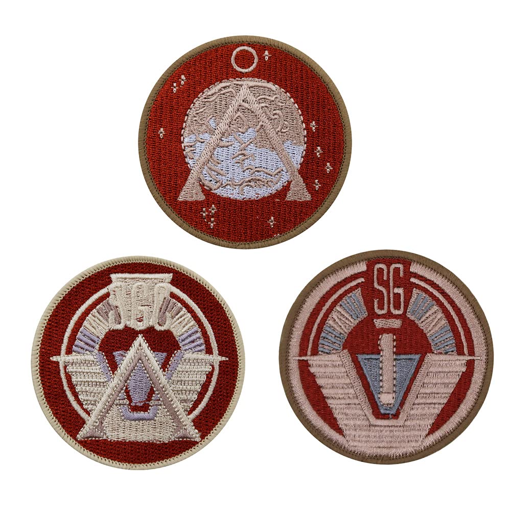3 Pack Stargate Suits Uniform Embroidered Iron On Patches - Military Cosplay, Costume DIY, Jacket & Backpack Decoration for Sci-Fi Fans