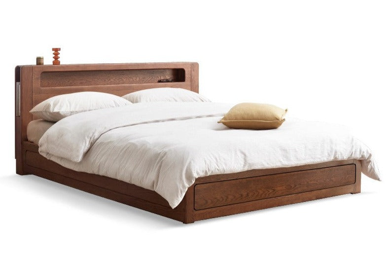Premium Oak Solid Wood Luminous Box Bed - Durable Nightstand with Glow-in-the-Dark Features for Bedroom, Guest Room, and Kids Room Decor