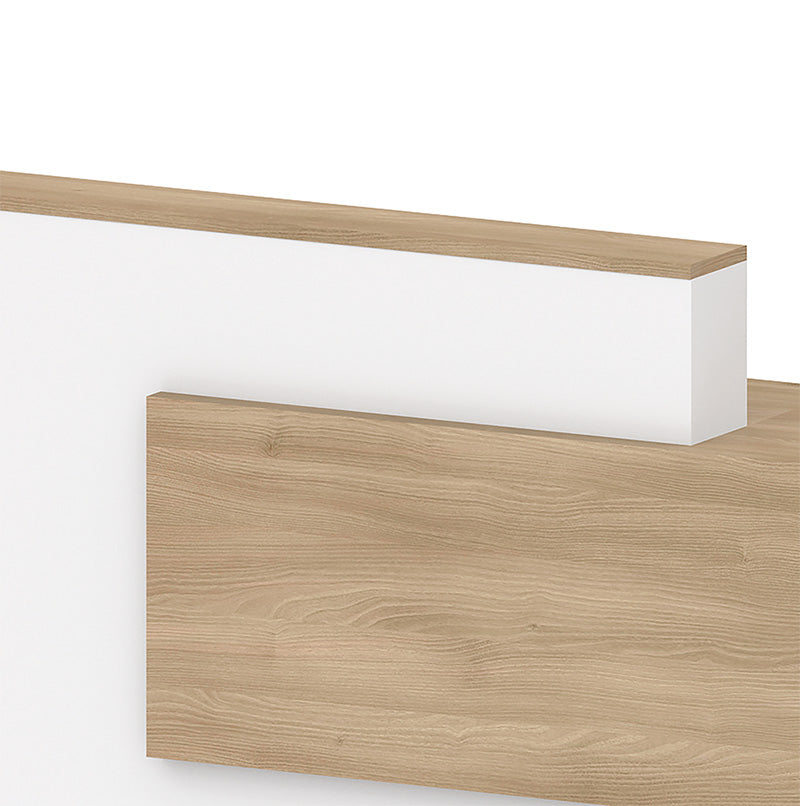 HELMER 2.4M Right Panel Reception Desk in Oak & White - Perfect for Office Lobby, Hotel Front Desk & Corporate Reception Areas