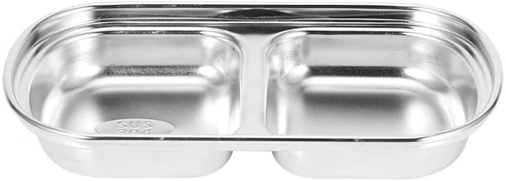YEstge 2-Grid Stainless Steel Sauce Dish - Divided Condiment Bowl for Dipping Sauces, Seasonings, Snacks & Serving | Perfect for Kitchen, Dining, Party Platters & Entertaining