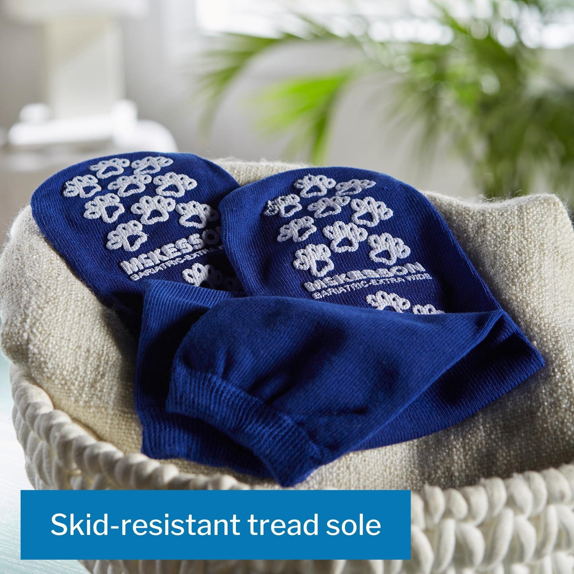 McKesson Non-Slip Terry Slipper Socks for Adults - Royal Blue, Size 12 & Up (96 Pairs) - Cozy Hospital & Home Footwear for Patients & Seniors