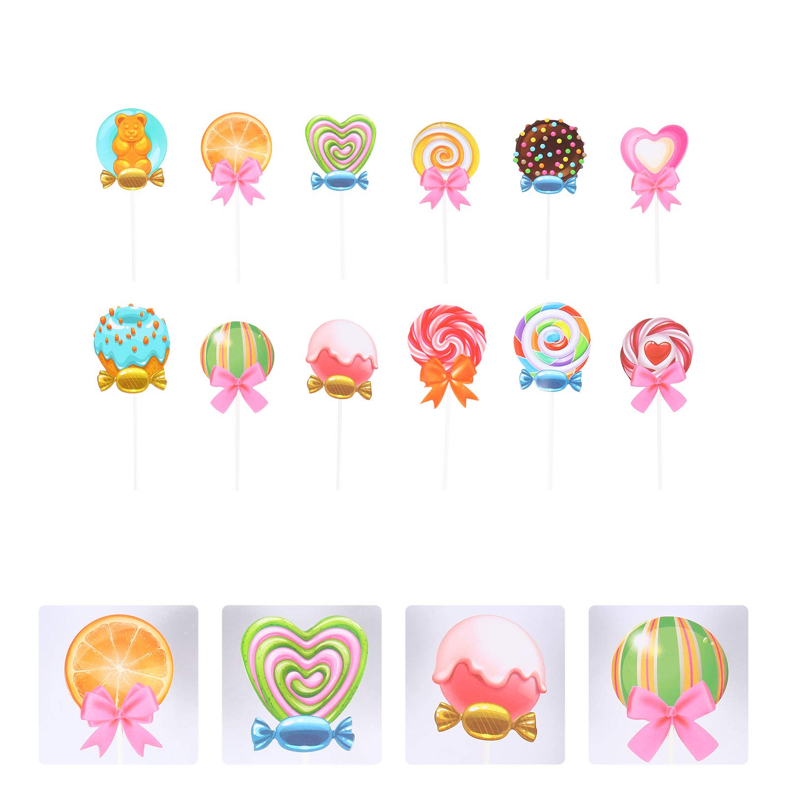 24pcs Lollipop Card Cupcake Toppers - Decorative Cake Inserts, Baking Accessories for Birthday, Wedding & Party Cakes - Perfect for DIY Dessert Decorations and Sweet Treat Displays