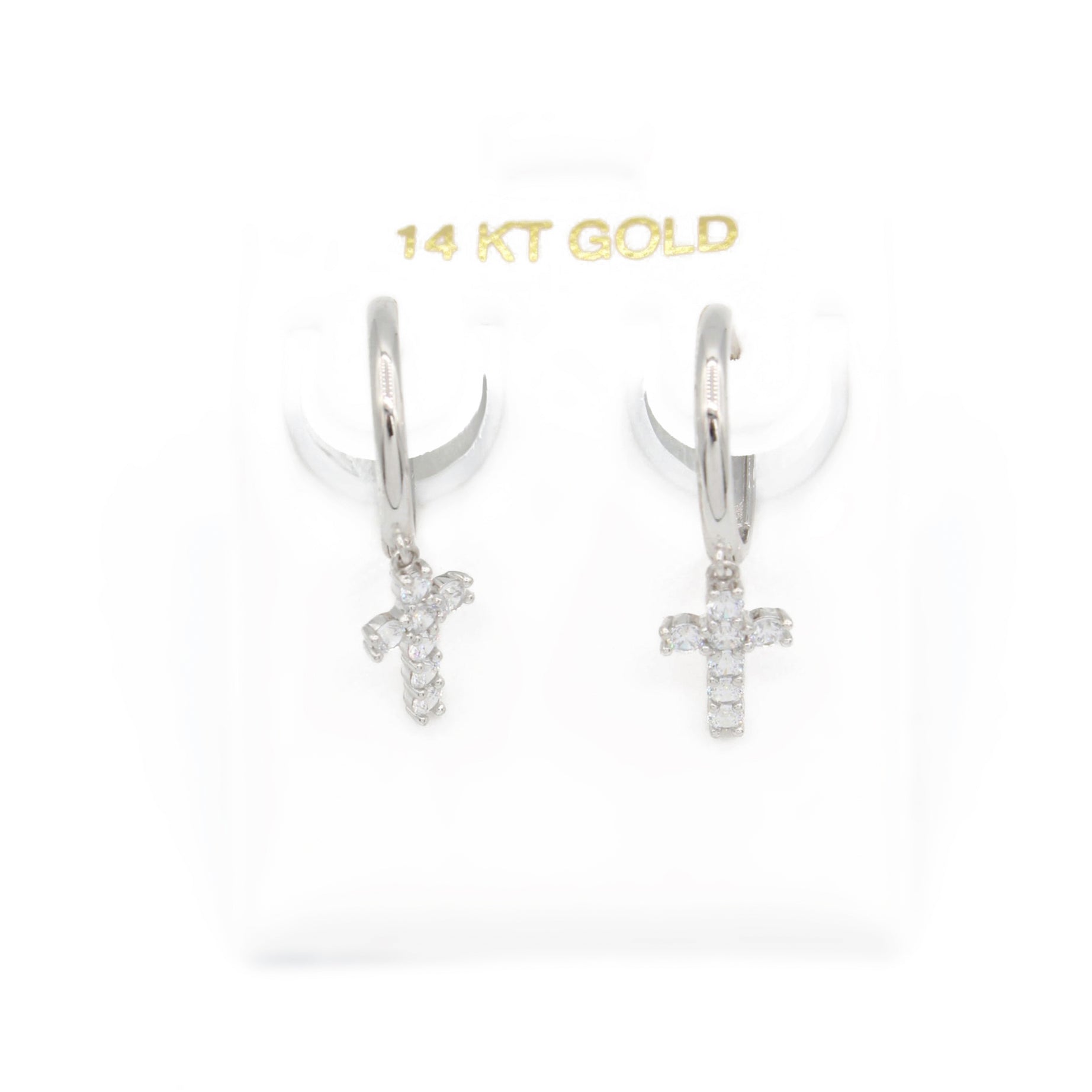 14K White Gold Cross Hoop Earrings for Women - Dainty Religious Jewelry Gift - Perfect for Church, Weddings & Everyday Wear | JTJ™