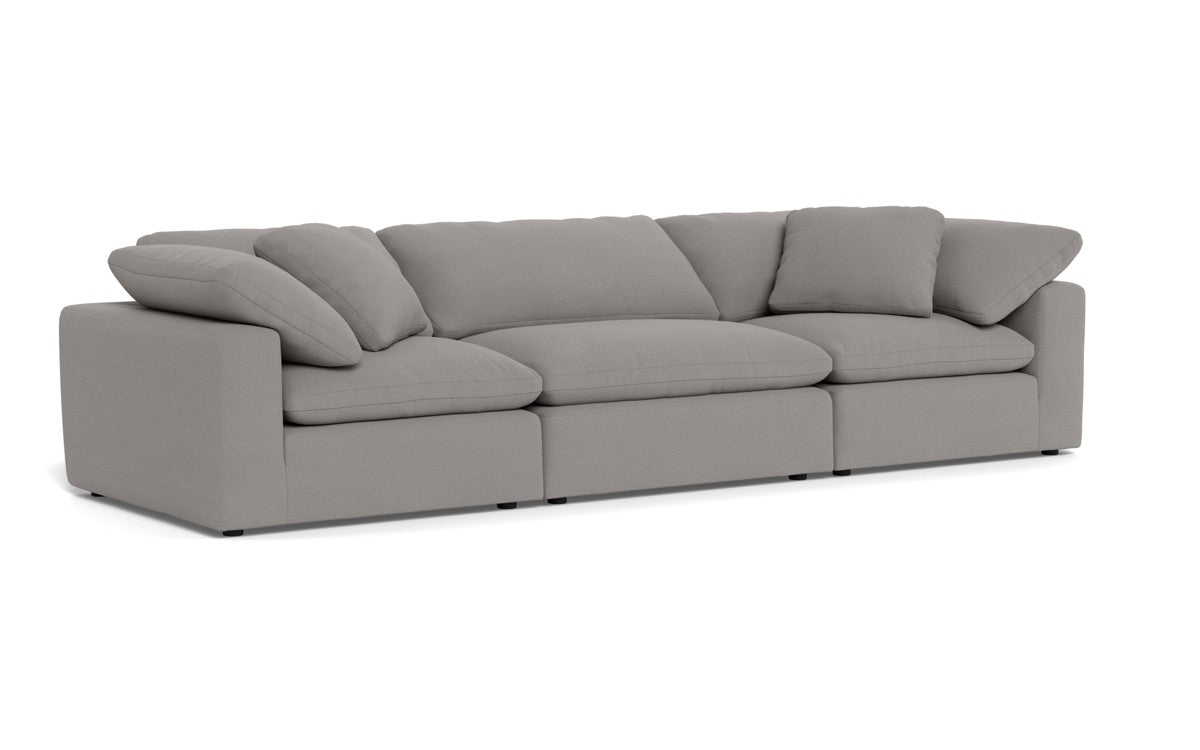 Fluffy 3-Piece Sofa Set - Ultra Soft Plush Fabric Sectional Couch for Living Room, Lounge & Family Room - Comfortable Modern L-Shaped Sofa with Pillows