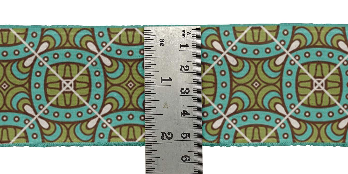 Green Artistic Floral Ethnic Printed Ribbon Trim - 9 Yard Dupion Fabric Laces for Crafts & Sewing Accessories (2 Inches Wide) - Perfect for DIY Projects, Costume Design, and Home Decor