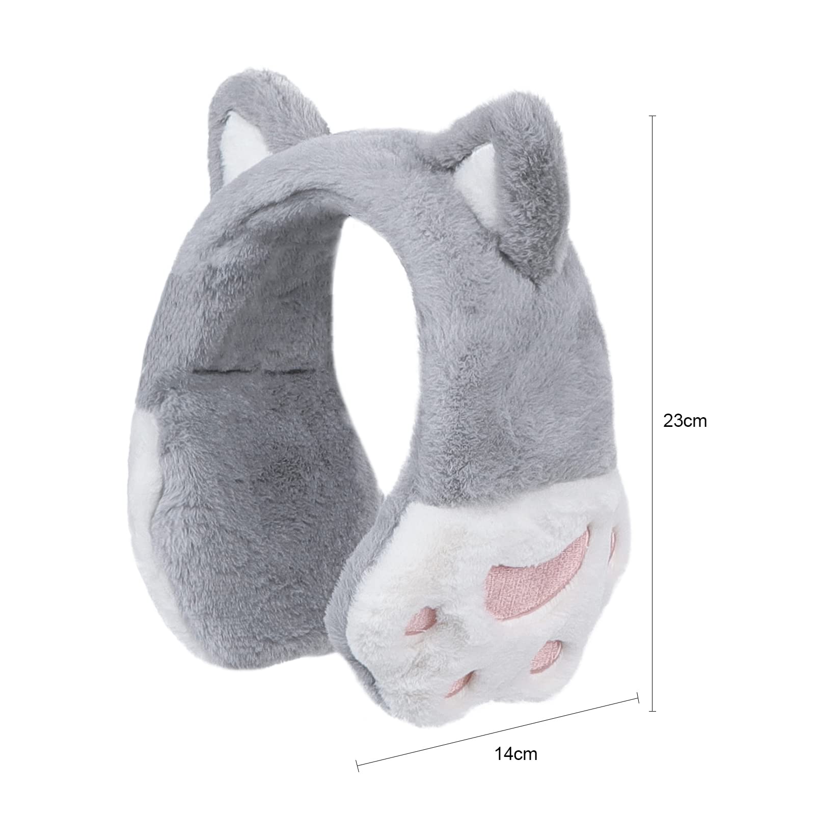 Adjustable Faux Fur Winter Ear Warmers for Women & Girls - Cute Cat Design, Soft Fluffy Earmuffs for Skiing, Outdoor Activities & Cold Weather Protection - One Size Fits All
