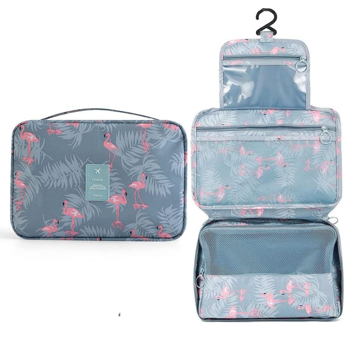 Niwlix Large Polyester Toiletry Bag for Women - Waterproof Travel Cosmetic Organizer (20x18x3cm, Grey) - Perfect for Vacation, Gym, Business Trips & Weekend Getaways