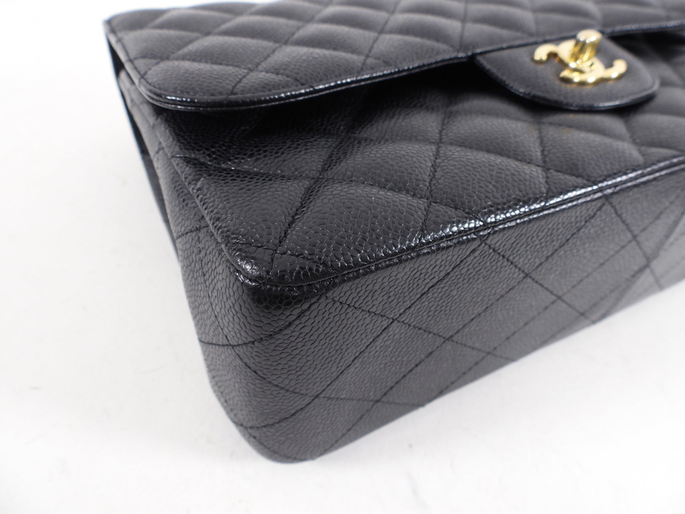 Chanel Black Caviar Jumbo Double Classic Flap Bag - Luxury Designer Handbag for Women | Perfect for Evening Events, Parties & Special Occasions