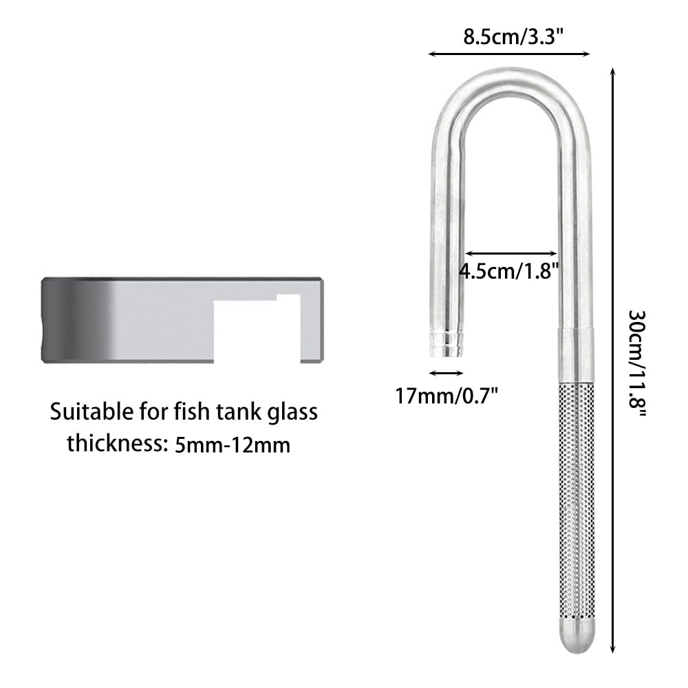 MiOYOOW 304 Stainless Steel Aquarium Lily Pipe Set - Inflow & Outflow Pipes with Aluminum Alloy Clamps for Fish Tank (12/16mm) - Perfect for Freshwater Planted Tanks and Shrimp Aquariums