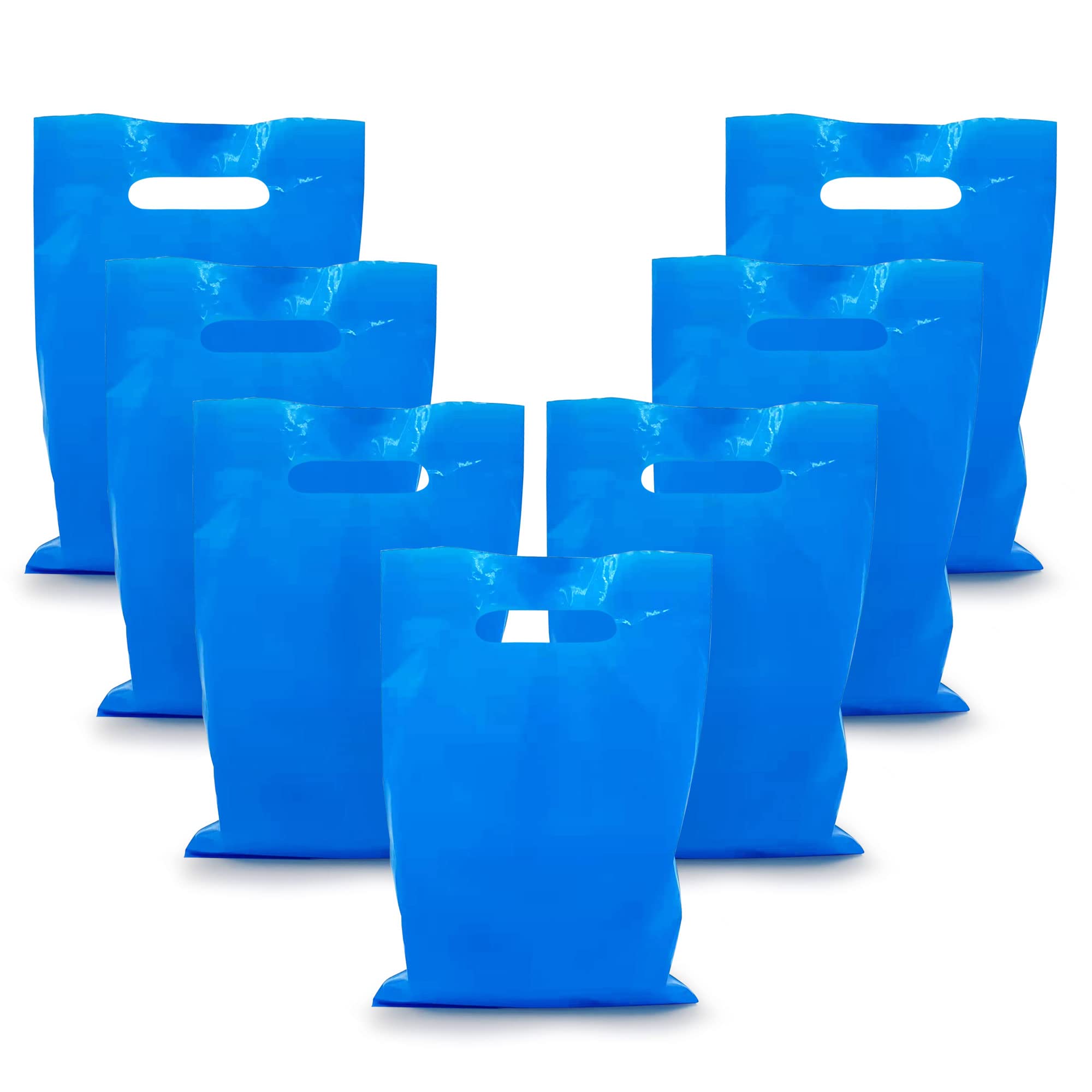 40PCS Blue Plastic Gift Bags for Candy & Party Favors - Durable Die-Cut Treat Bags for Birthday, Baby Shower & Holiday Celebrations - Perfect for Halloween, Christmas & Wedding Favors