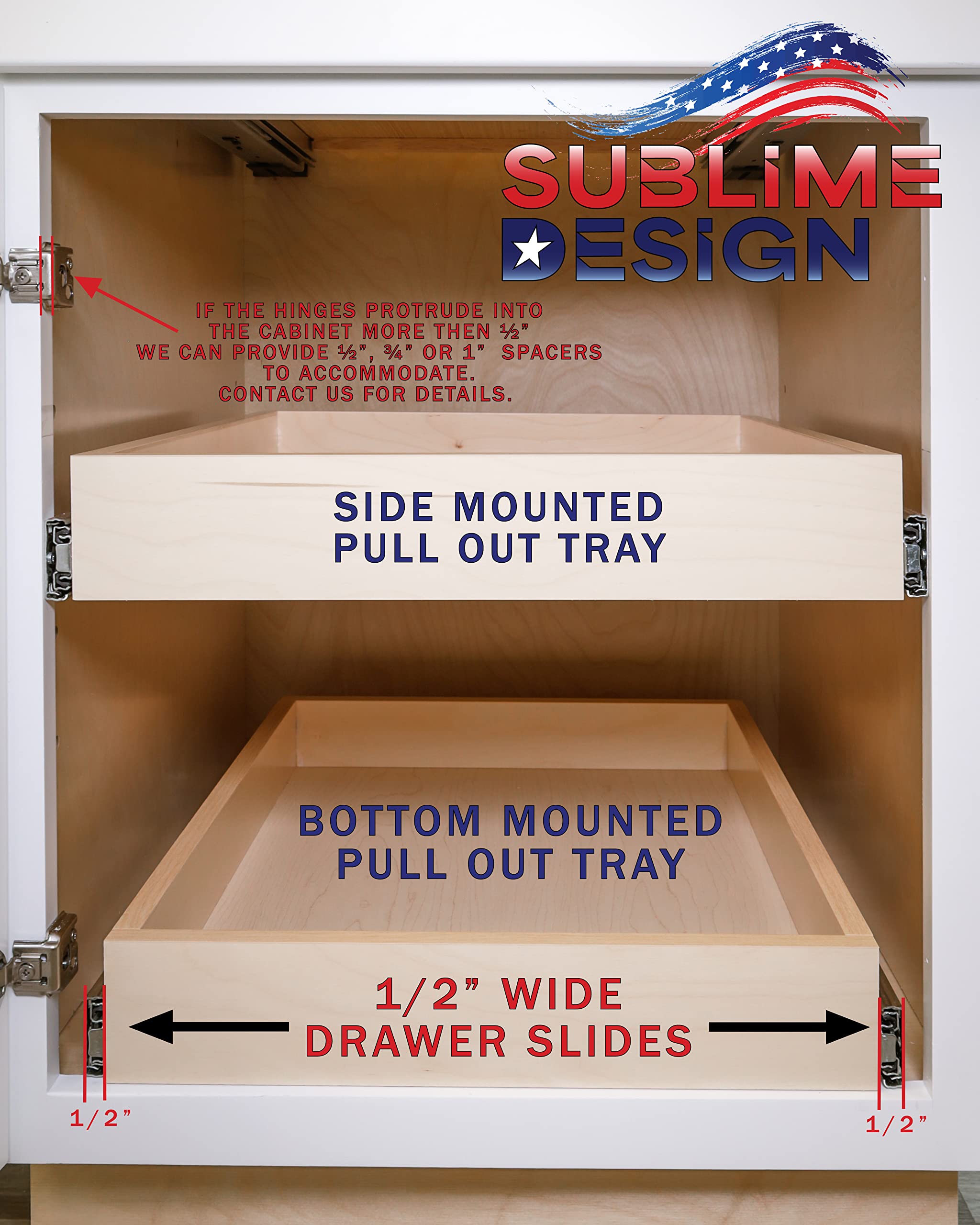 Pull Out Kitchen Drawers & Slide Out Shelves - Standard Size 20 Inch (19