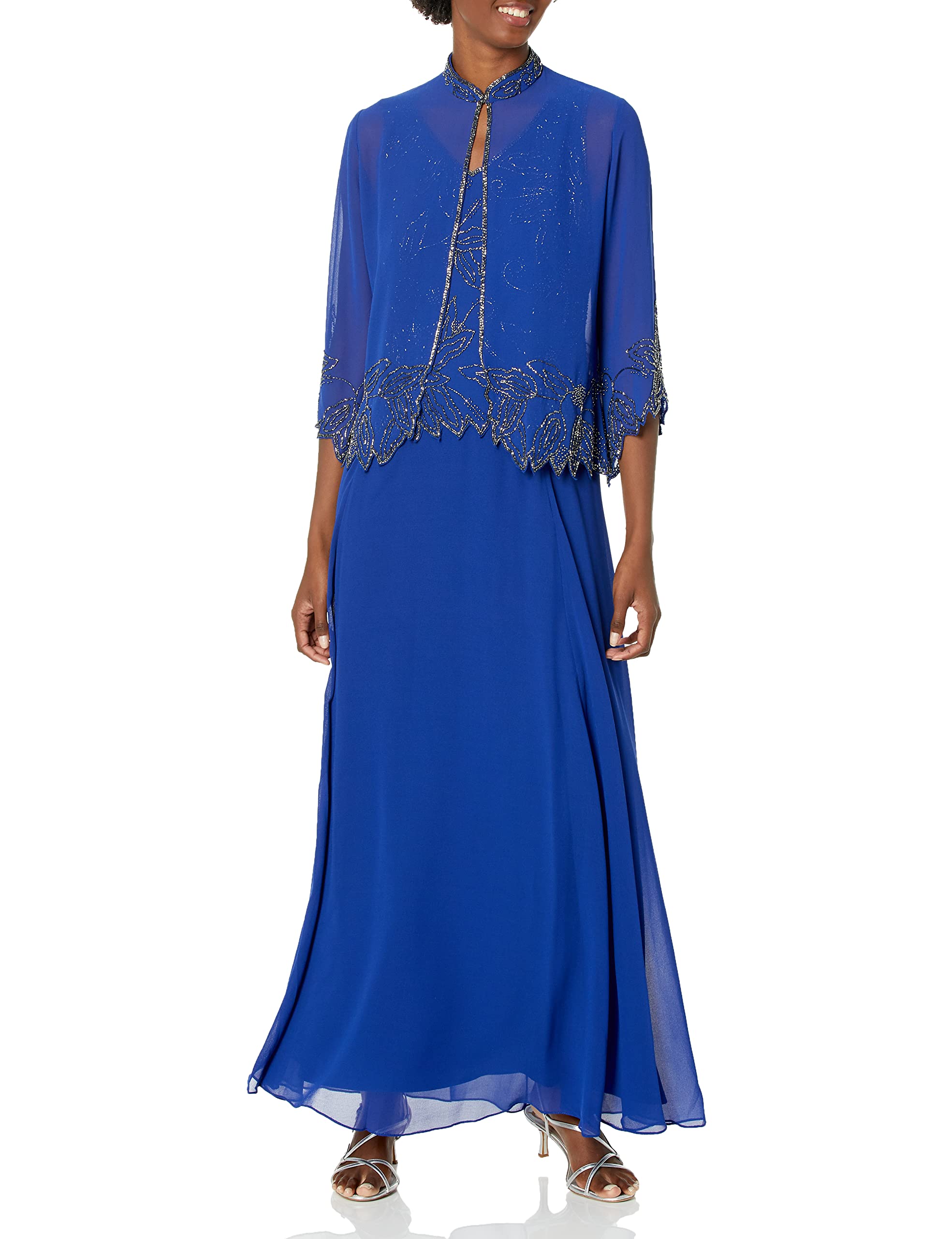 J Kara Women's Plus Size Beaded Jacket Dress - Elegant Party Wear for Weddings, Evening Events & Special Occasions
