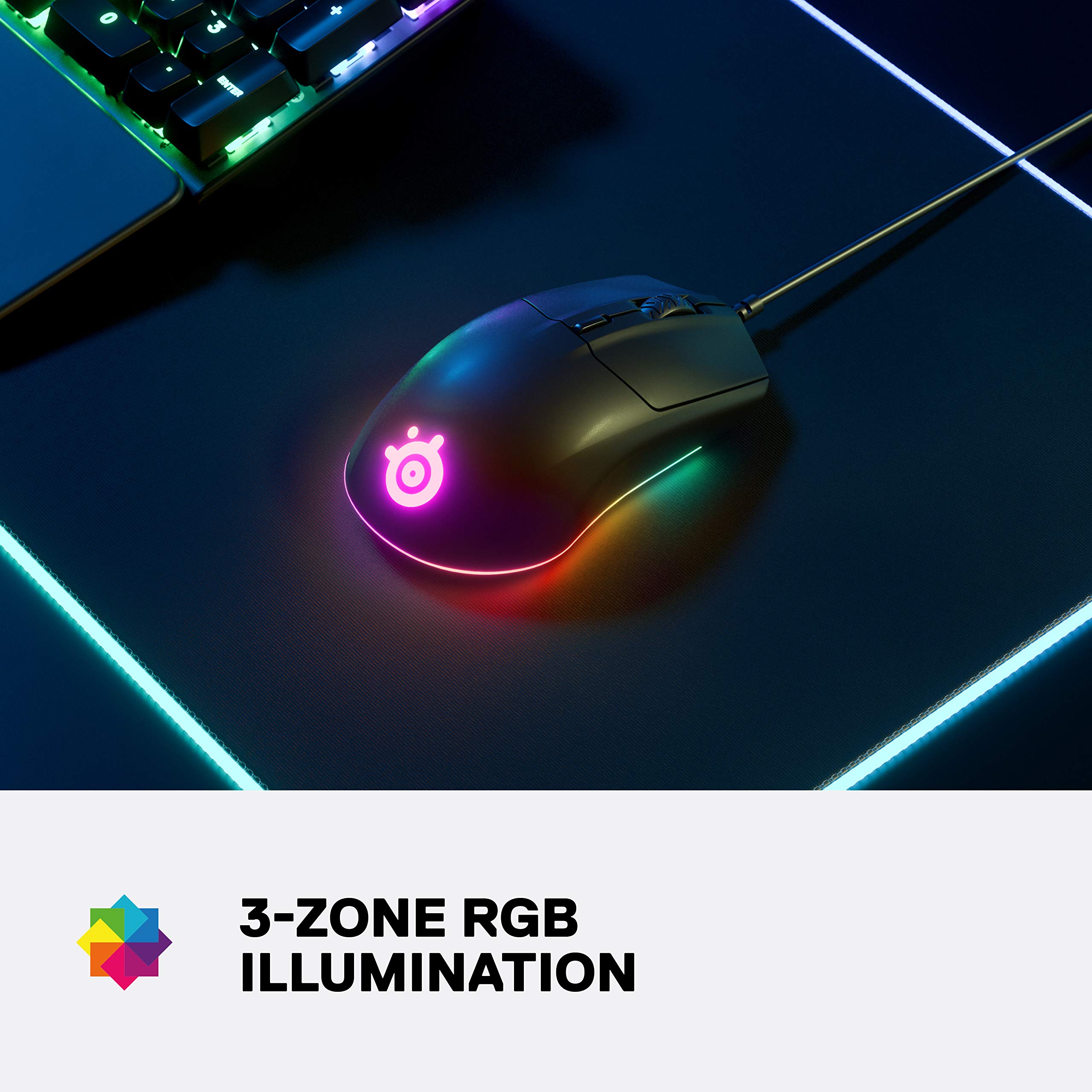 SteelSeries Apex 5 Hybrid Mechanical Gaming Keyboard with RGB Backlight & Rival 3 Gaming Mouse Bundle - Aircraft-Grade Aluminum Frame - Perfect for PC Gaming, Esports & Office Work