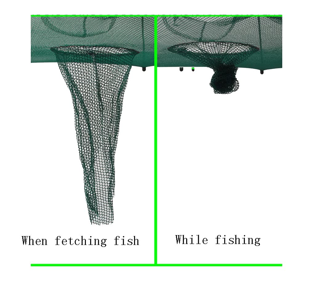 Automatic Folding Fishing Net - Portable Crab & Bait Trap with Umbrella Design, 8-Hole Green Mesh for Freshwater & Saltwater Fishing - Perfect for Camping, Beach Trips & Outdoor Adventures