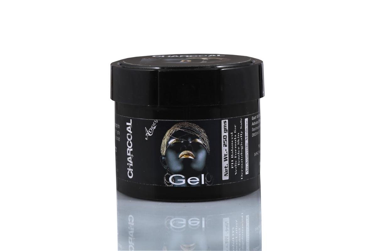 Adidev Herbals Activated Charcoal Skin Lightening Gel - 250g | Brightening & Detoxifying Face Treatment for Dark Spots & Acne | Perfect for Nighttime Skincare Routine
