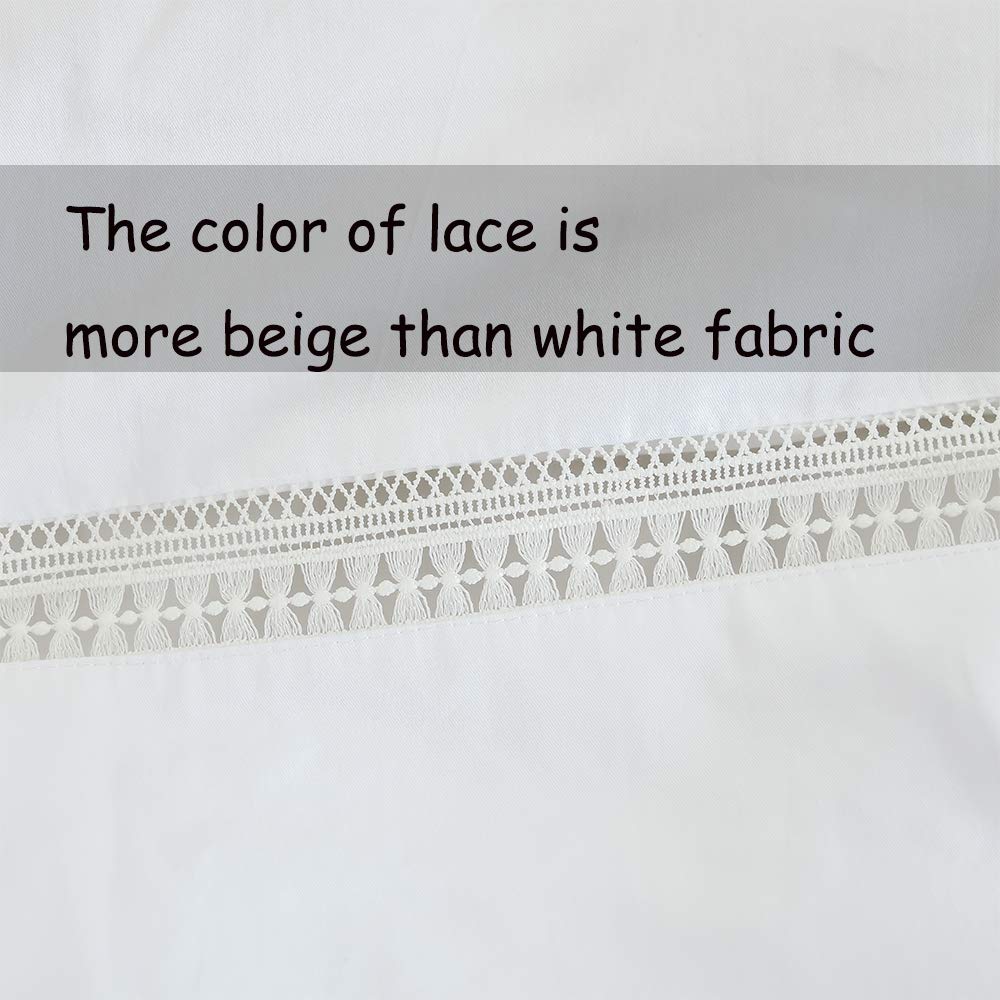 FADFAY 100% Cotton 600 TC White Lace Duvet Cover Set - Queen Size Farmhouse Bedding with Guipure Trim & Zipper Closure | Ultra Soft, Anti-Fade, Elegant & Romantic Boho Style | Perfect for Master Bedrooms, Guest Rooms & Cozy Farmhouse Decor