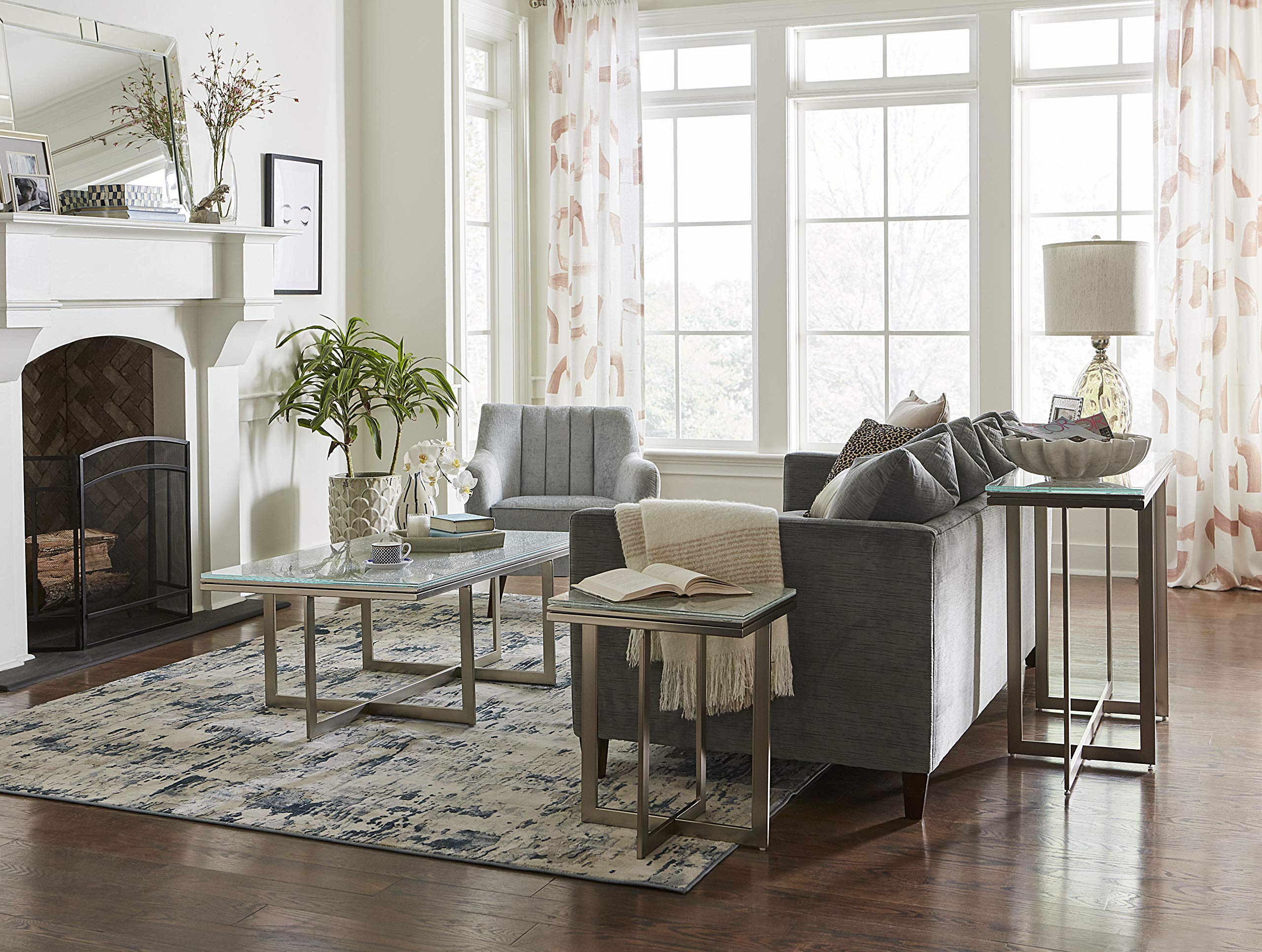 Modern Rectangular Coffee Table by Modus Furniture - Eliza Ultra White Finish for Living Room, Lounge & Office Decor