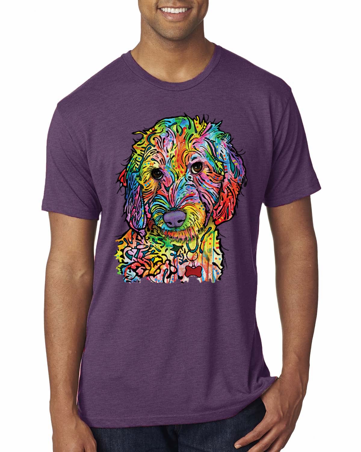 Dean Russo Sweet Poodle Dog Lover Men's Premium Tri-Blend T-Shirt | Soft Vintage Style Graphic Tee for Dog Owners & Pet Lovers | Perfect for Casual Wear, Gifts & Dog-Themed Events
