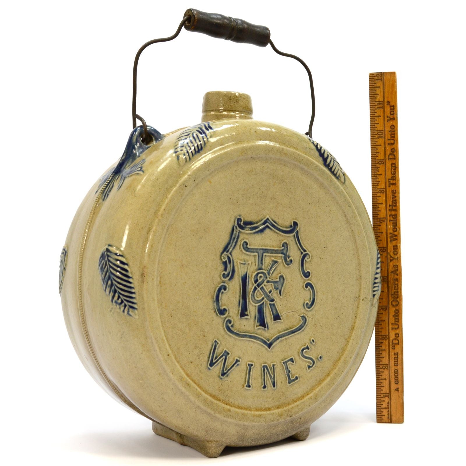 Vintage Stoneware Wine Canteen by Whites Pottery for I.F&K Wines Circa 1890 - Rare Antique Collectible - Perfect for Wine Enthusiasts & Home Decor