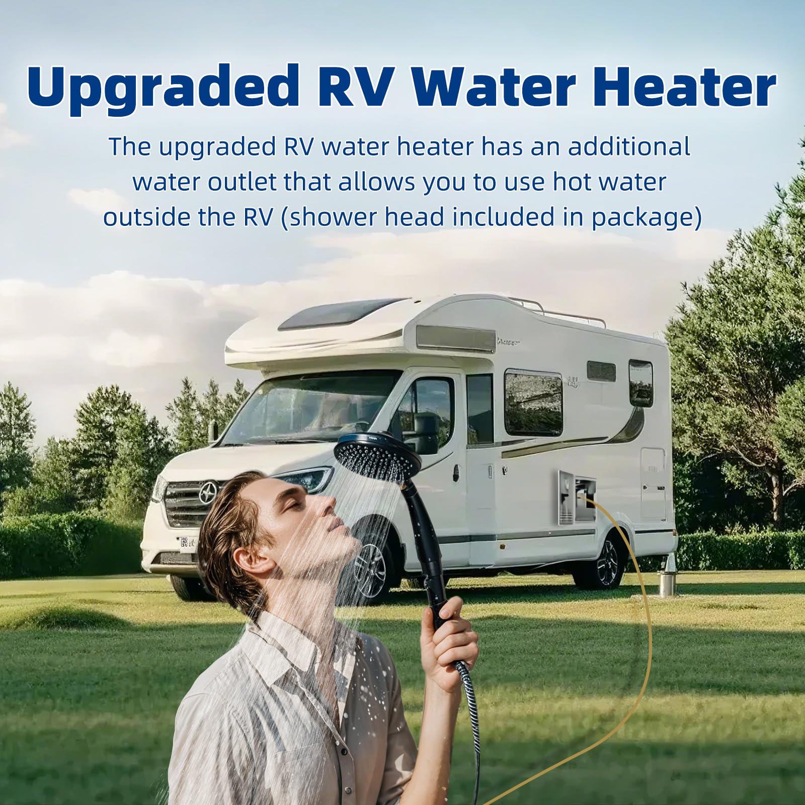 RV Tankless Water Heater - 55,000 BTU 3.9 GPM Propane Instant Hot Water System with 16x16