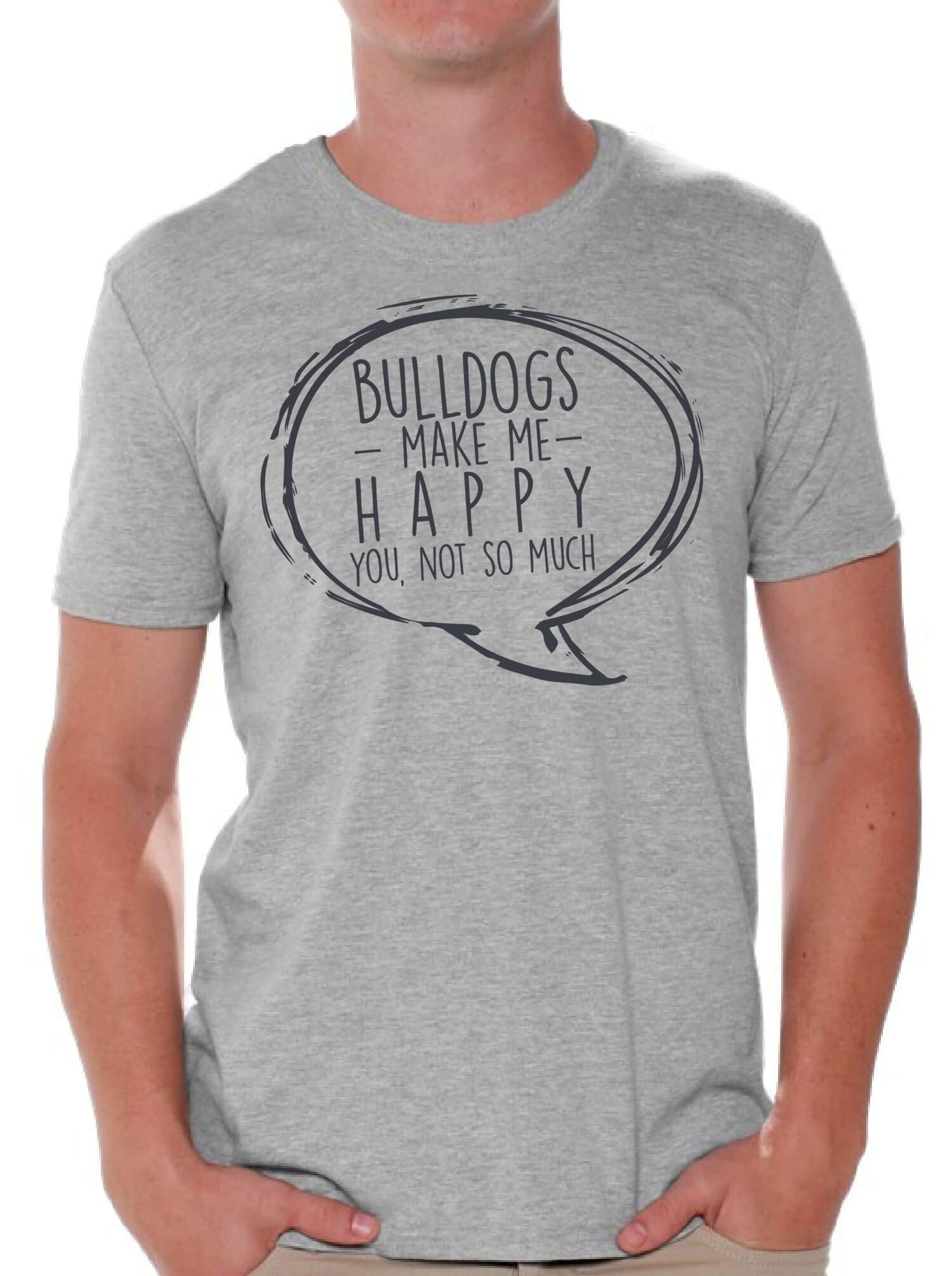 Funny Bulldogs Make Me Happy T-Shirt with Free Bookmark - Cute Dog Lover Gift for Women & Men - Perfect for Casual Wear, Dog Parks & Bulldog Enthusiasts