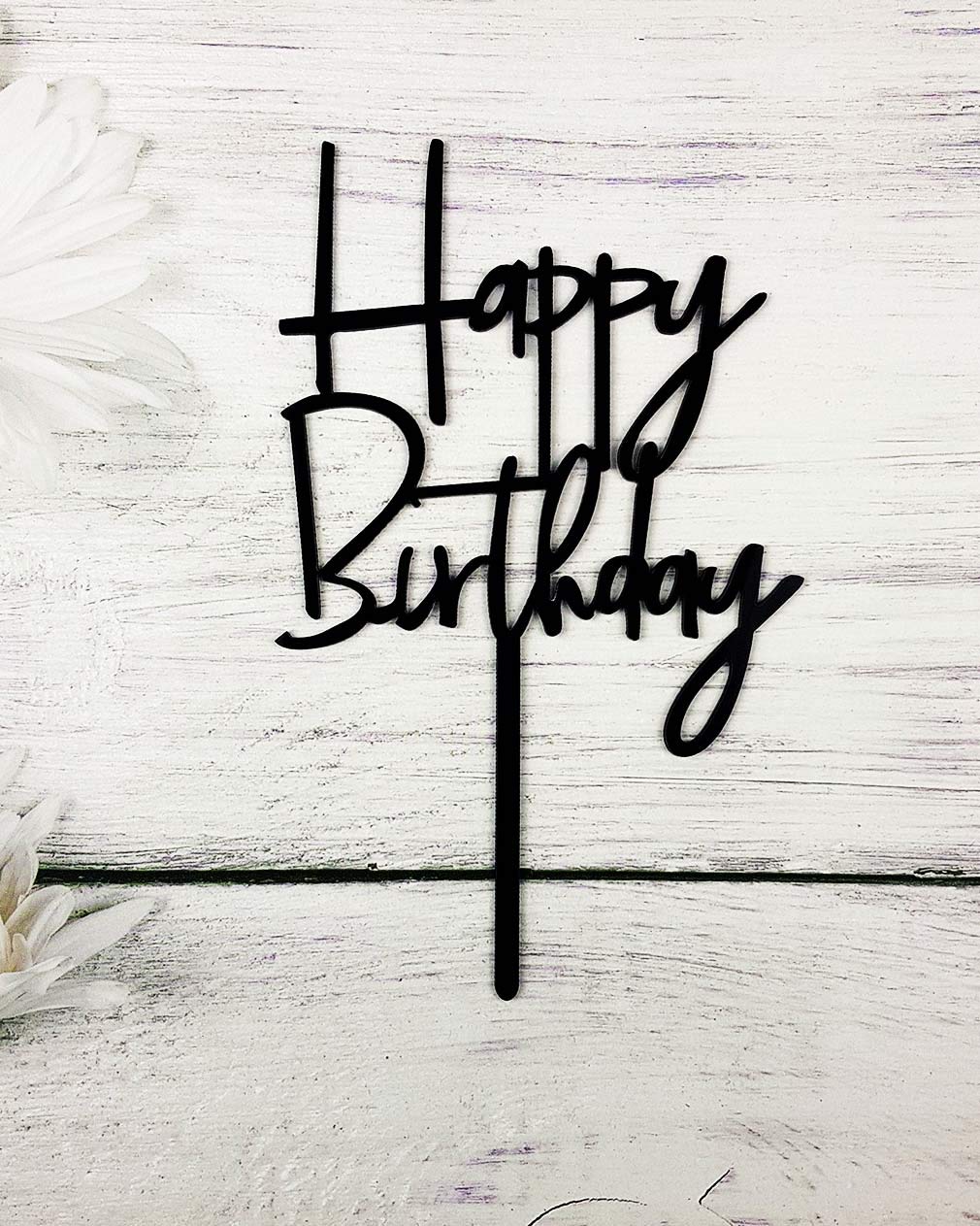 Happy Birthday Cake Topper - Elegant Black Acrylic Party Decoration for Birthday Cakes, Cupcakes & Desserts - Perfect for Birthday Parties, Baby Showers & Special Celebrations