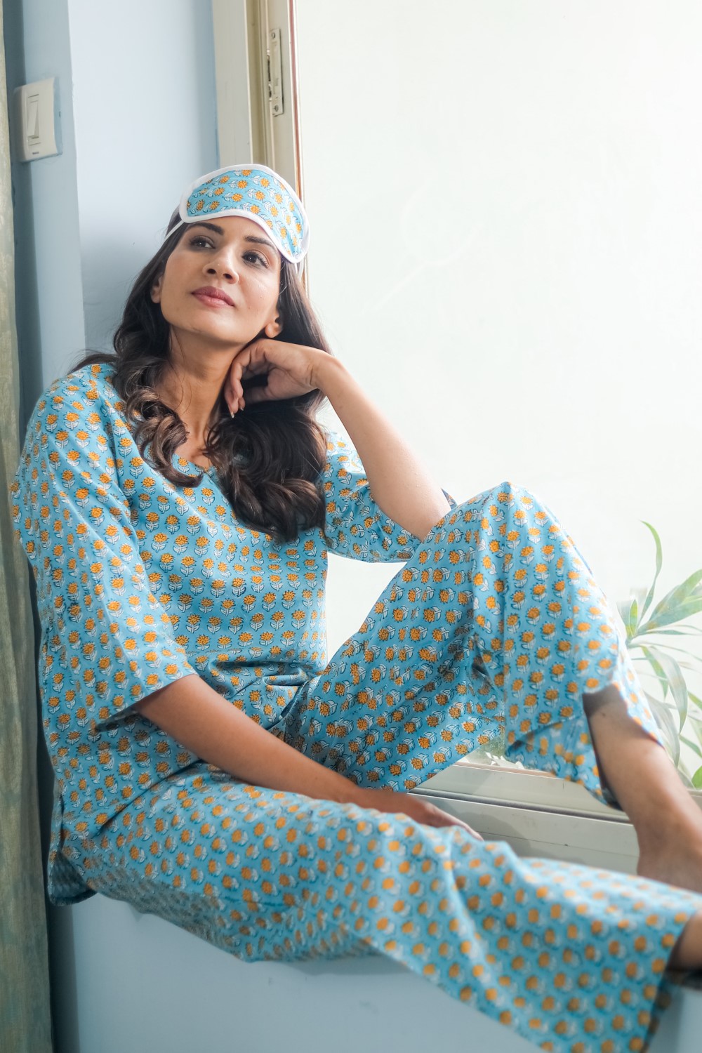 Handblock Printed Pure Cotton Night Suit for Women | 'Rosey Retreat' Floral Design | Comfortable Sleepwear Set | Perfect for Lounging, Relaxing & Bedtime