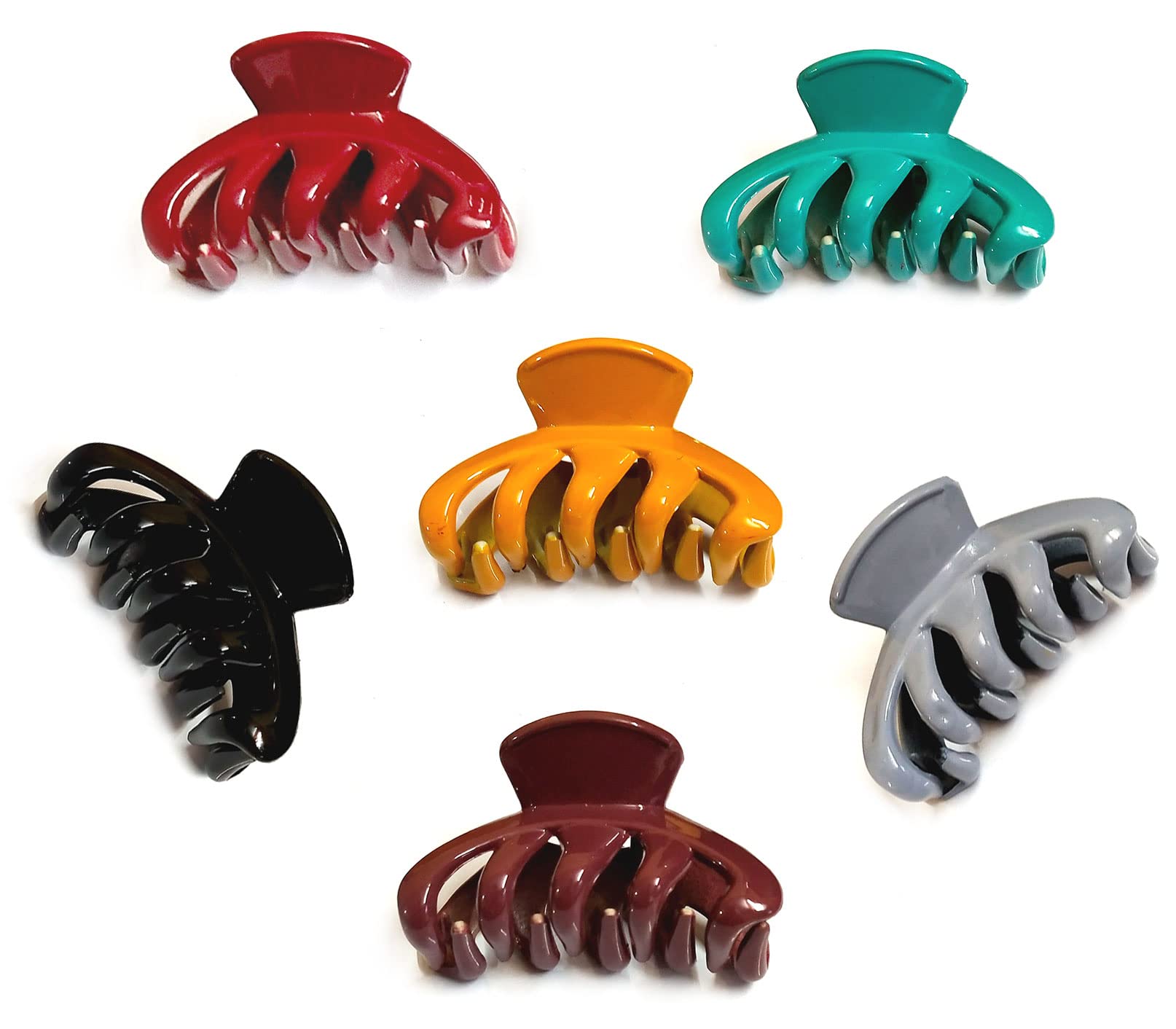BHARATGAURAV - 6 Pack Multicolor Hair Claw Clips for Women, Strong Hold Large Hair Clips for Thick Hair | Perfect for Ponytails, Buns & Everyday Styling