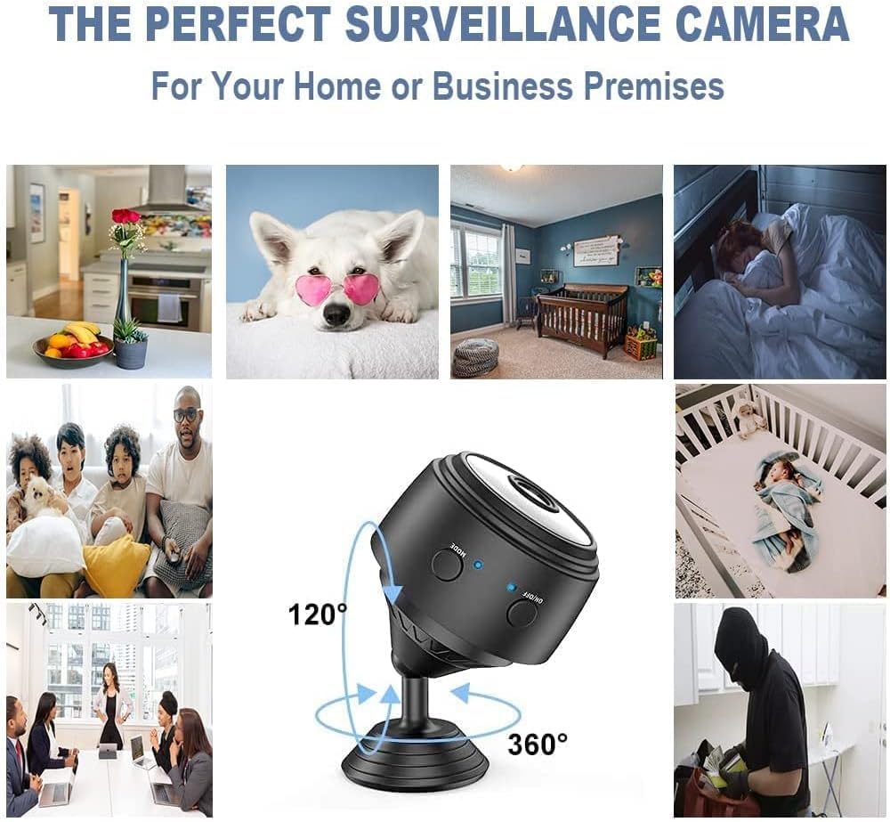 Mini Wireless Security Camera with Audio - 1080P HD Indoor/Outdoor Home Surveillance Camera, Built-in 250mAh Battery (3-Pack) for Baby Monitoring, Pet Watching & Property Protection