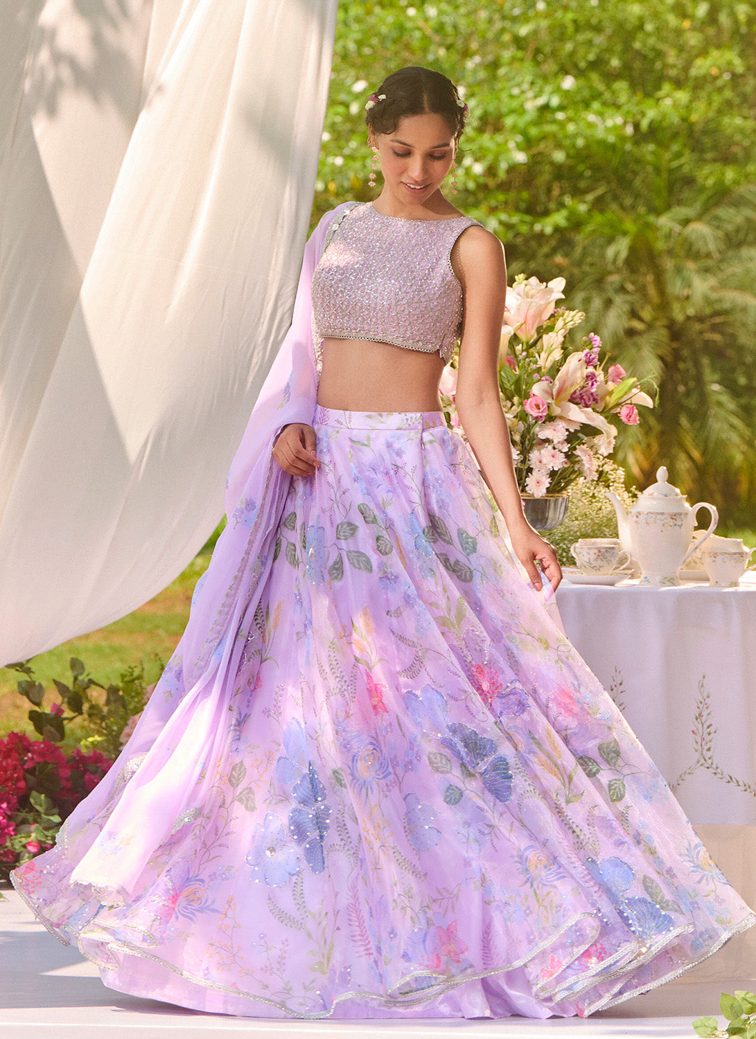 Lavender Multicolor Floral Embroidered Lehenga Choli - Indian Traditional Dress for Women, Perfect for Weddings, Festivals & Cultural Events